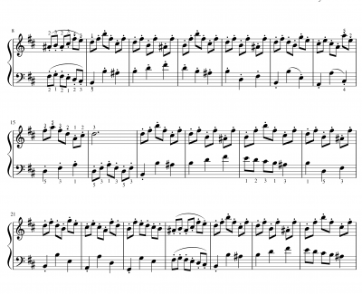 B小调法国组曲No.3小步舞曲钢琴谱-带指法-巴哈-Bach, Johann Sebastian