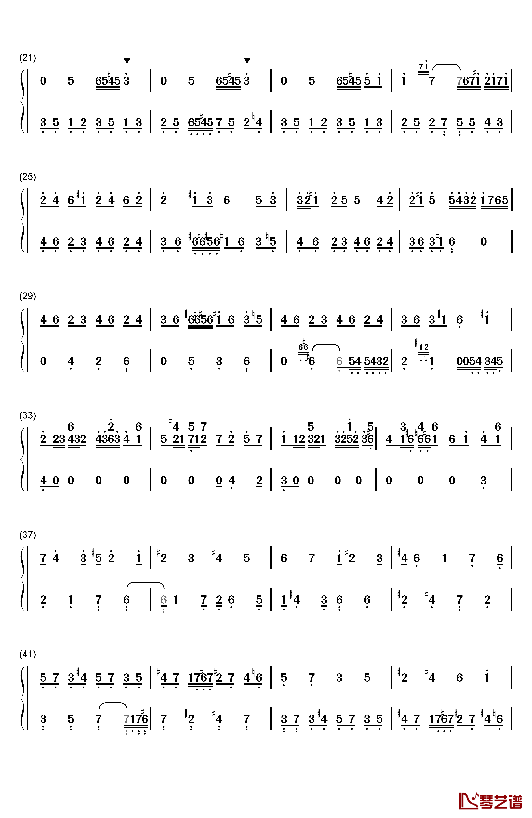 巴赫前奏曲钢琴简谱-数字双手-巴赫2
