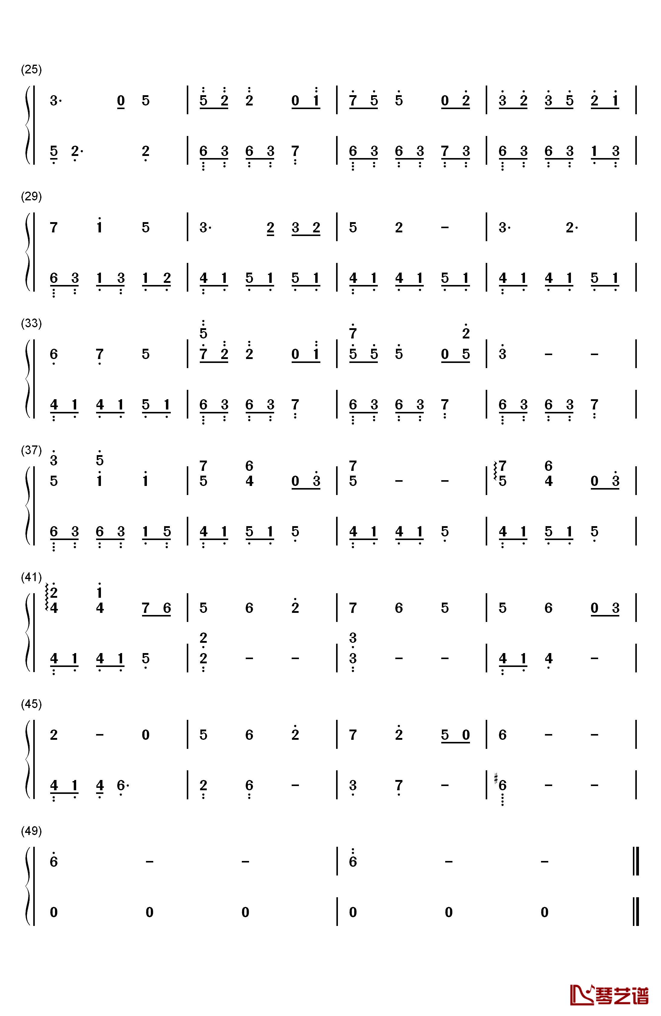 棘钢琴简谱-数字双手-MANYO2