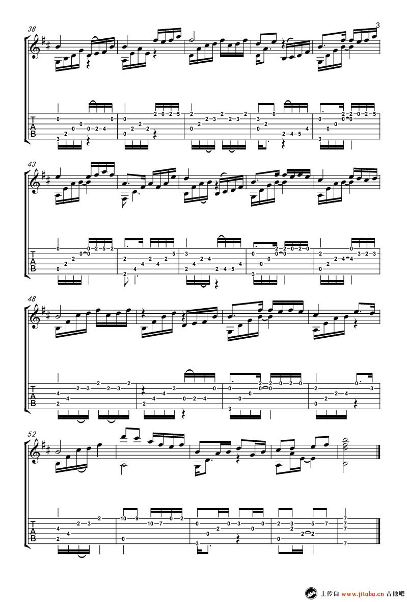 夜的钢琴曲五吉他谱-石进-指弹独奏谱3