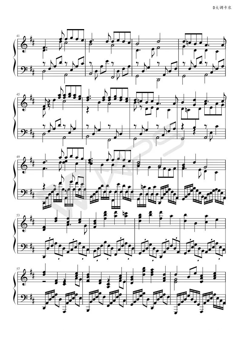 卡农钢琴谱-D大调-原始版帕赫贝尔，能够治愈一切的一手曲3
