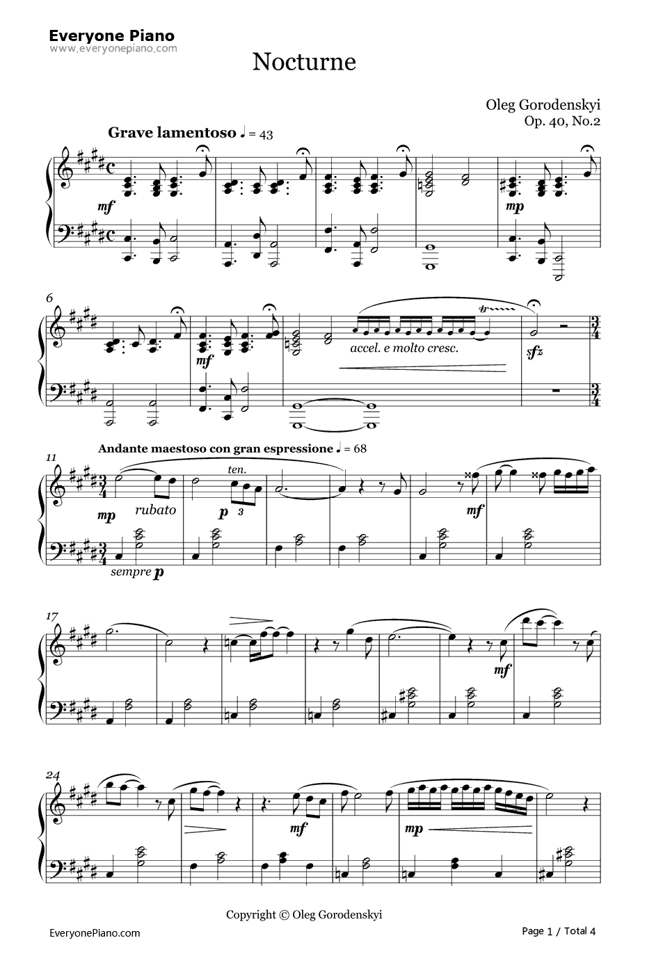 NocturneOp.40No.2钢琴谱-OlegGorodenskyi1