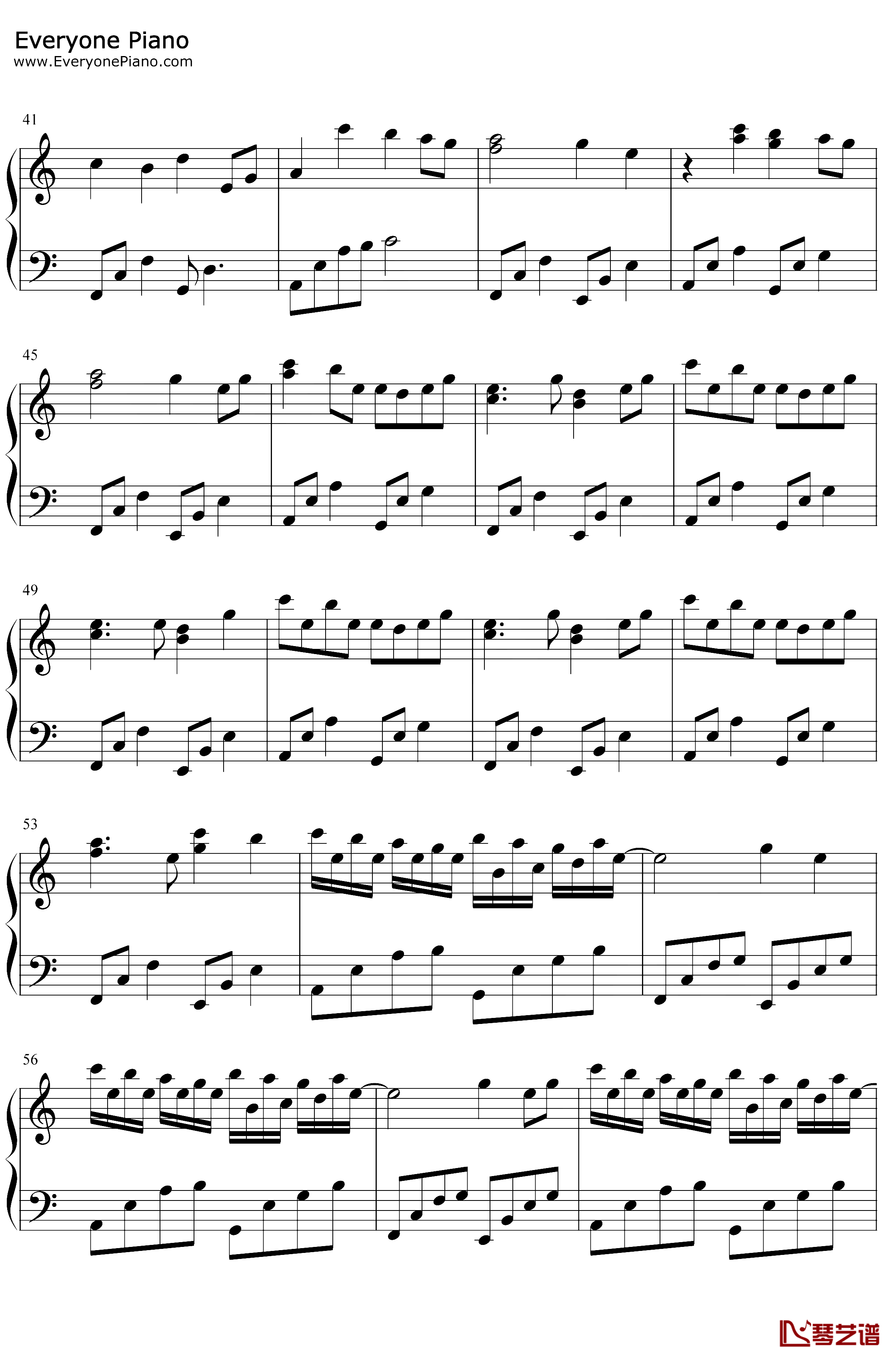 江上清风游钢琴谱-变奏的梦想-C调简单版-宁静悠远的轻音乐3