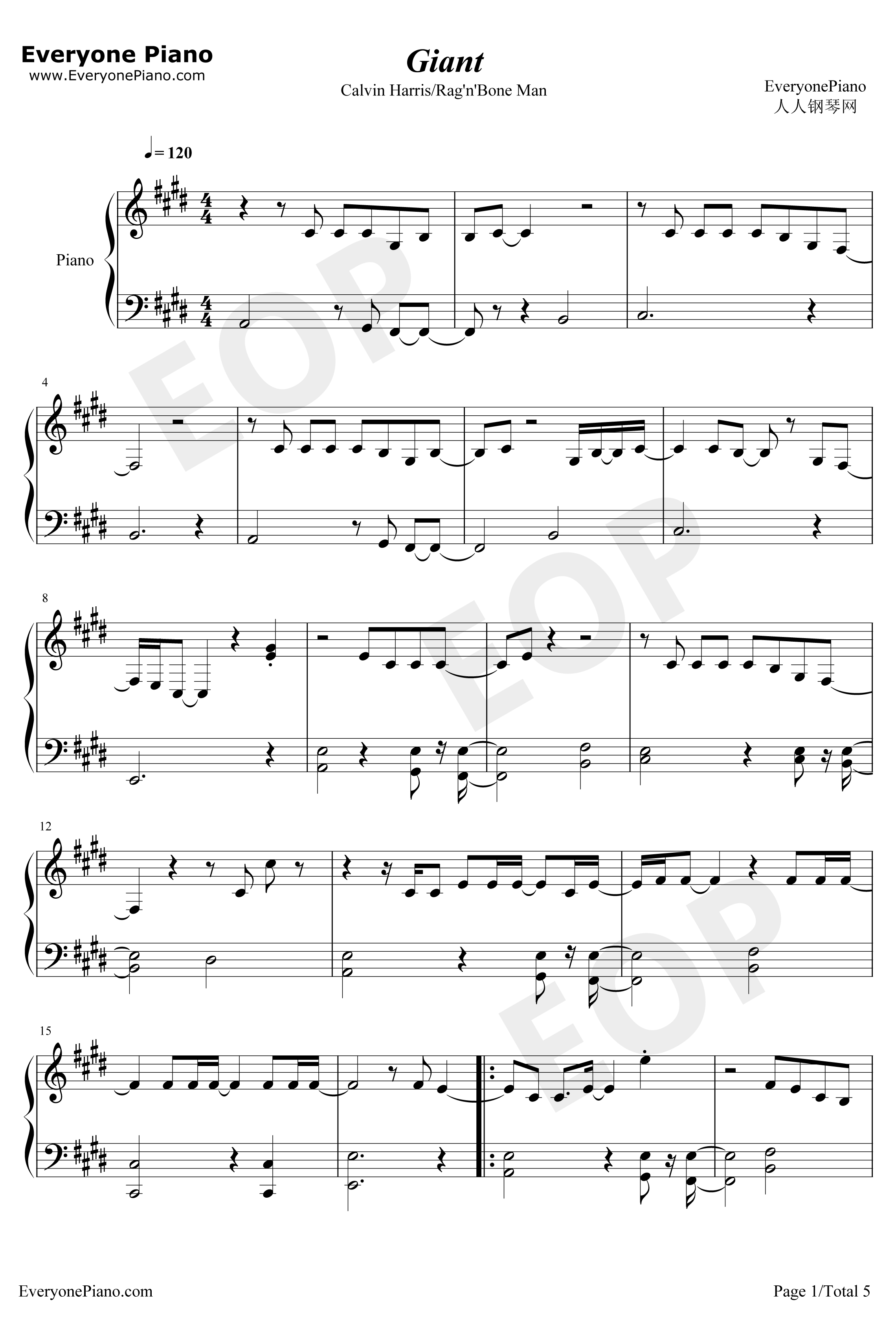 Giant钢琴谱-CalvinHarrisRag'n'BoneMan1