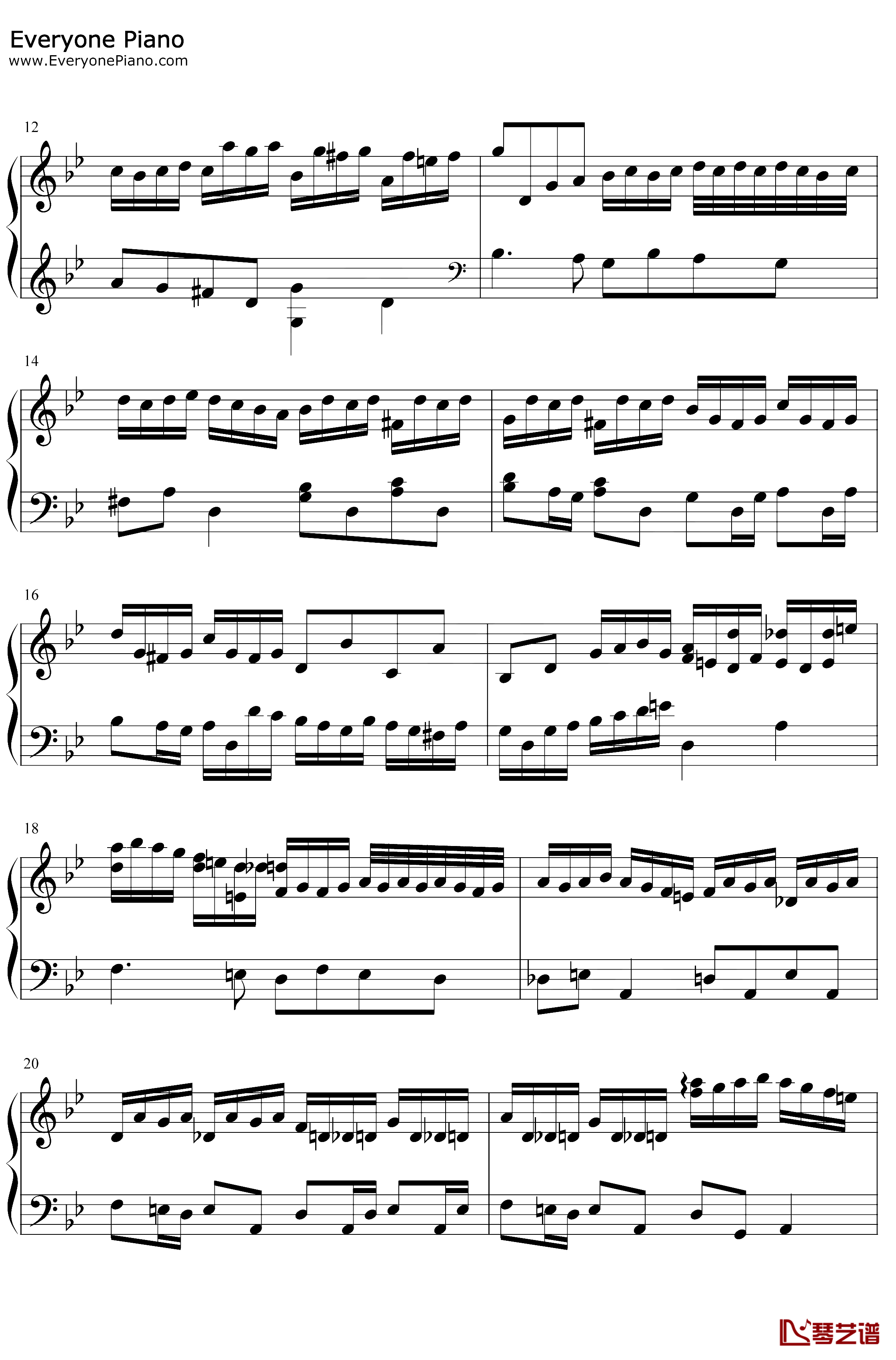 巴赫の赋格作品第578首钢琴谱-巴赫-巴赫の赋格作品第578首2