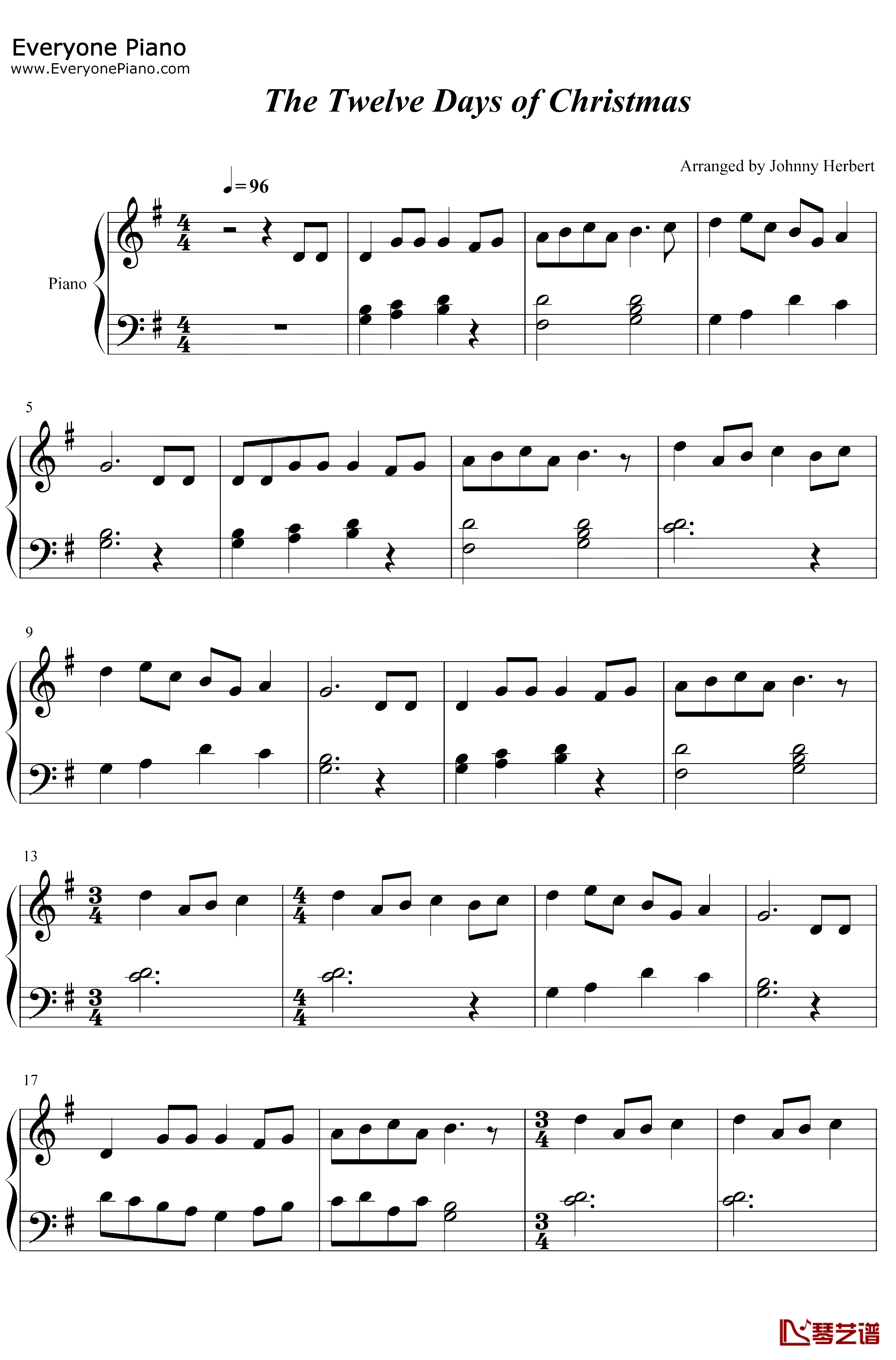 The Twelve Daysof Christmas钢琴谱-FredericAustin-简单版1
