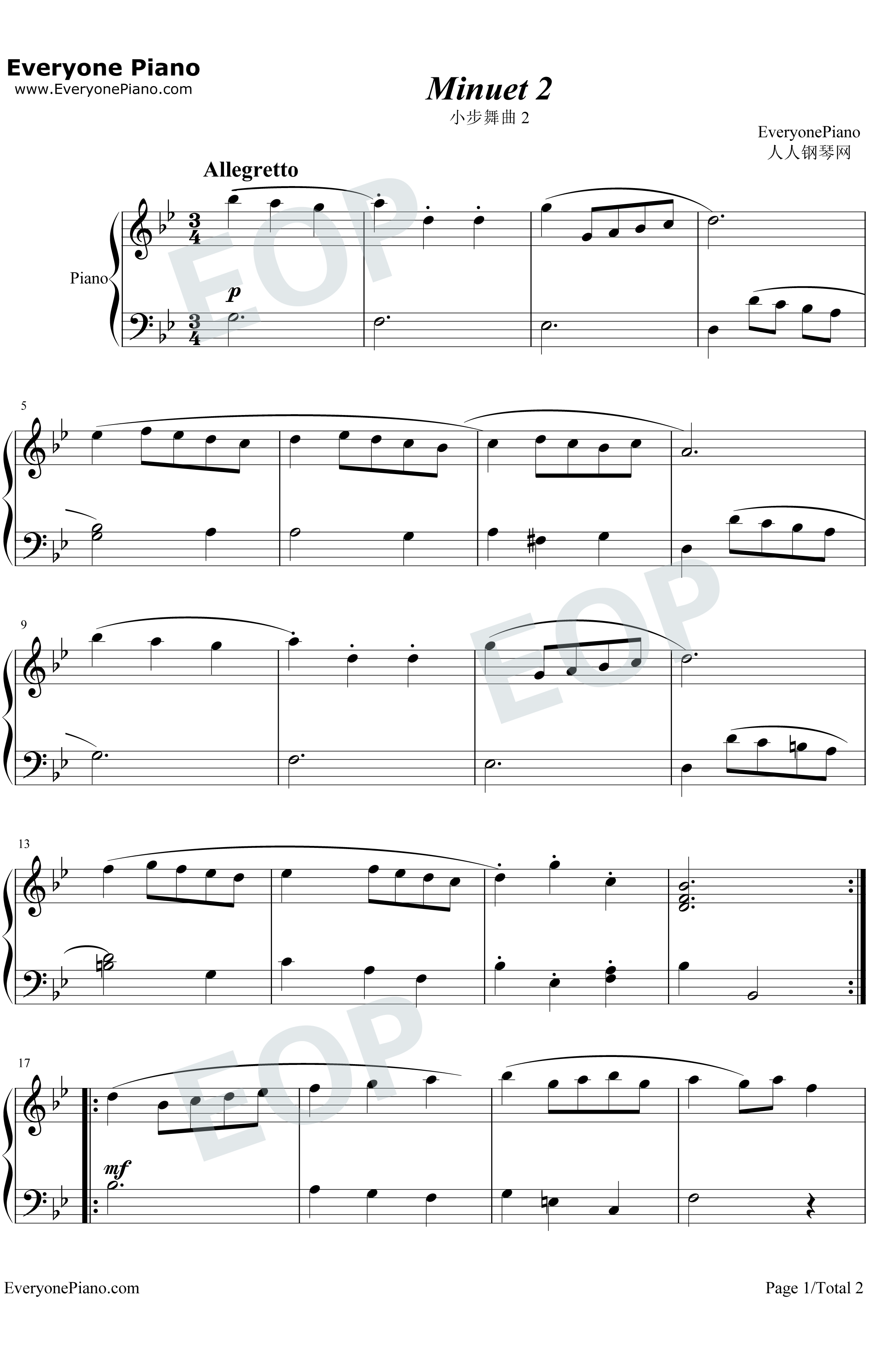 小步舞曲2钢琴谱-巴赫1