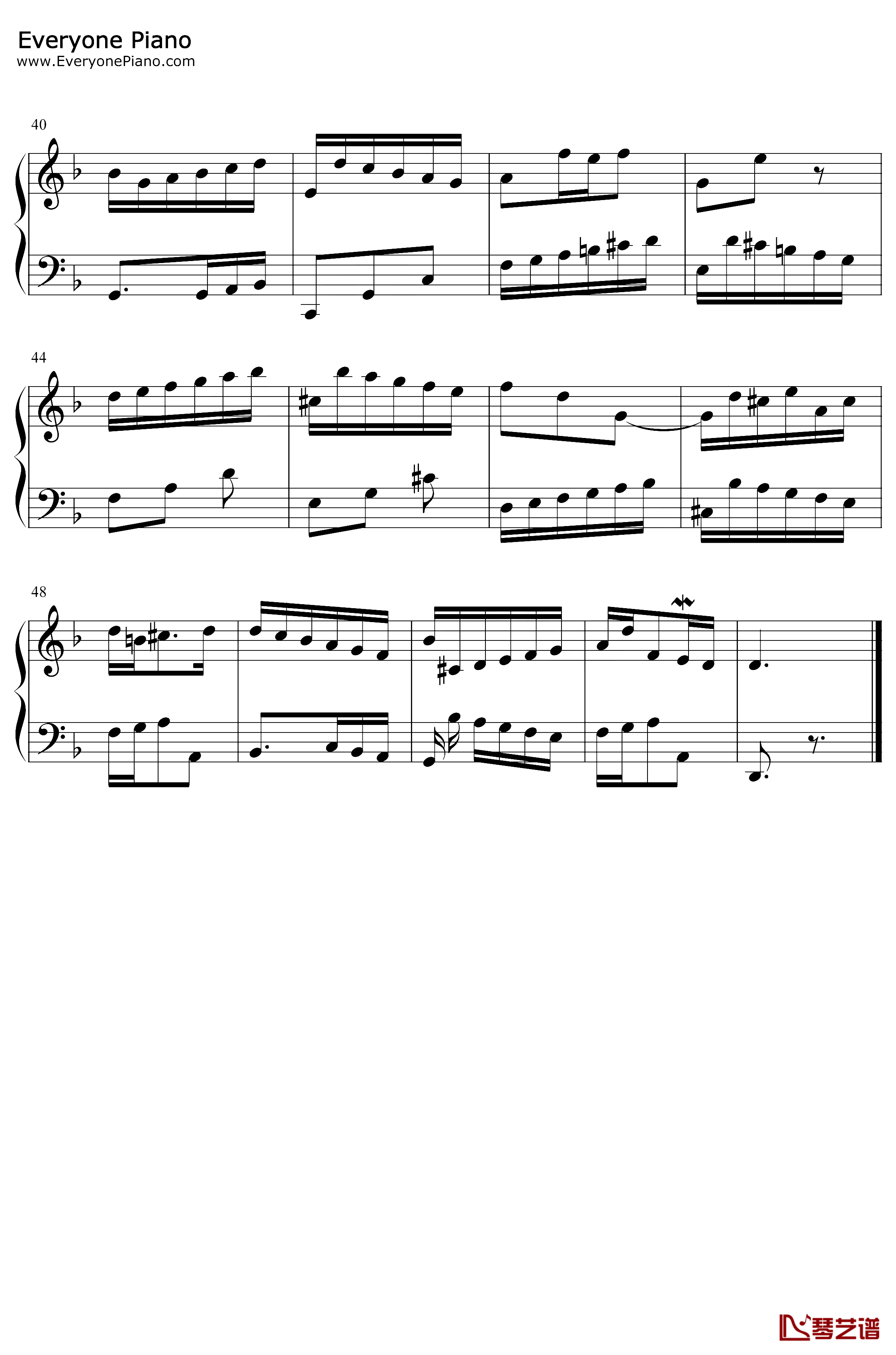 BWV775钢琴谱-巴赫-巴赫の二部创意曲第四章3