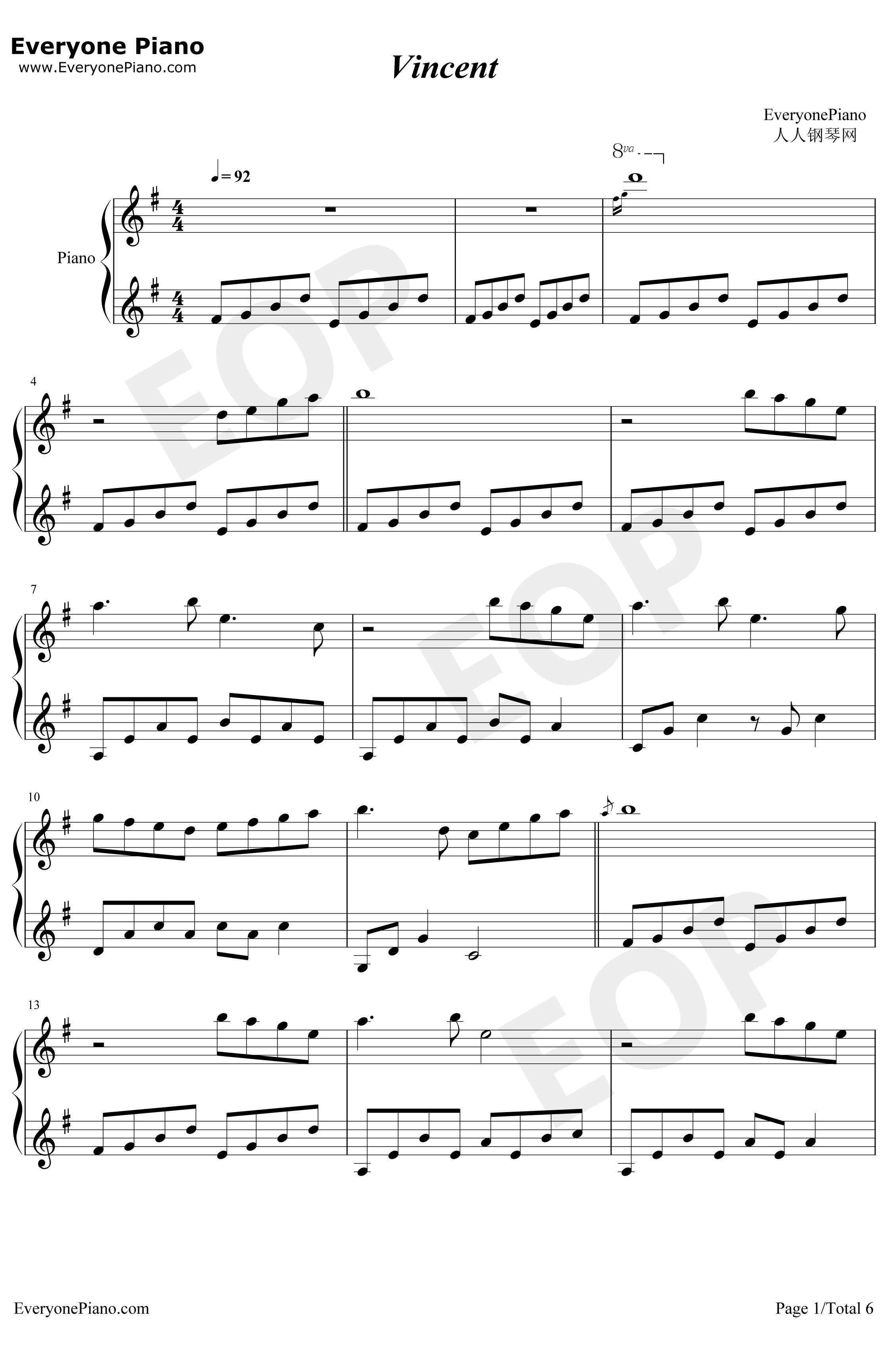 Vincent钢琴谱-DonMcLean-完整版1