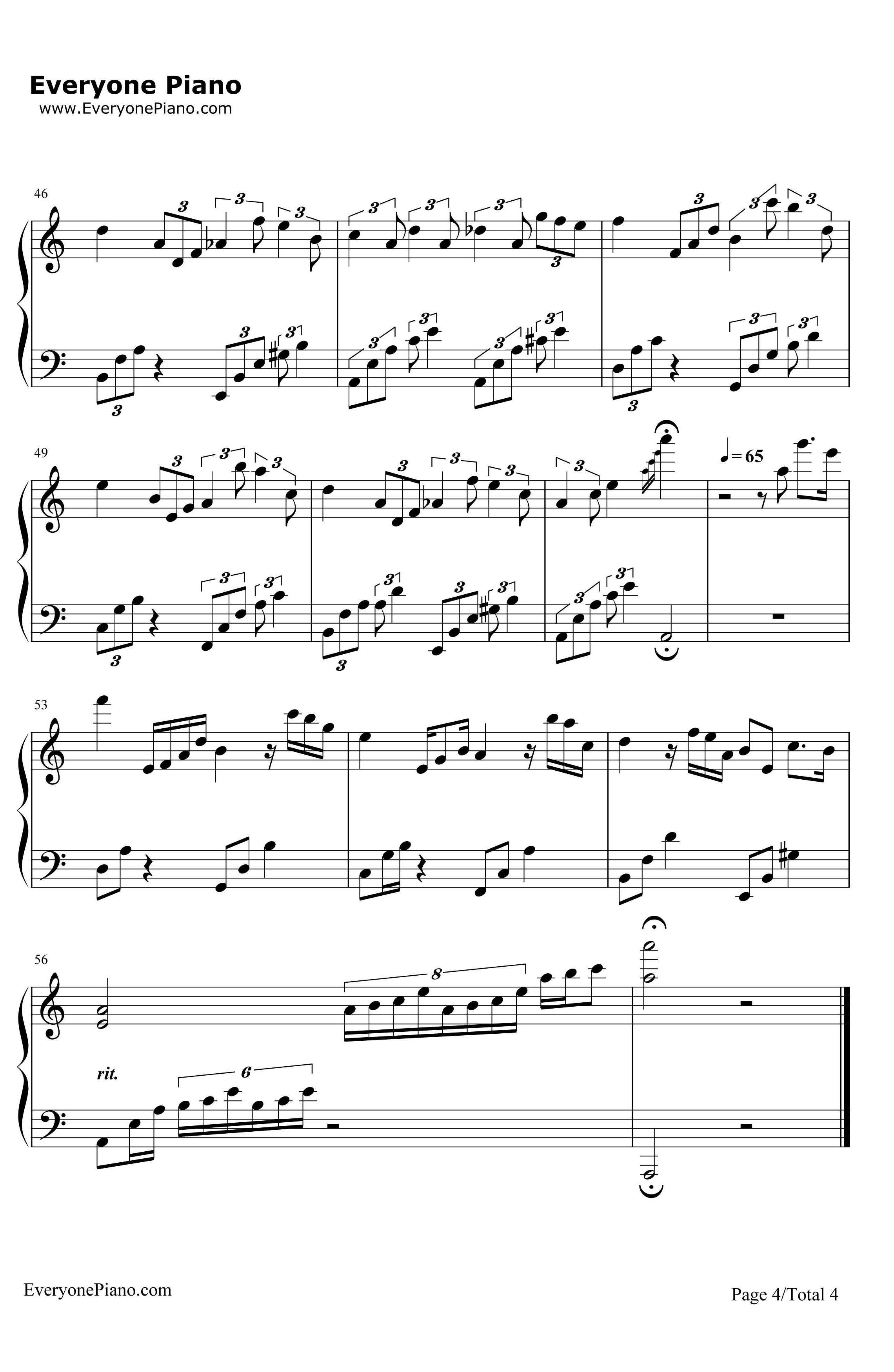 隐形的思念钢琴谱-石进-夜的钢琴曲4