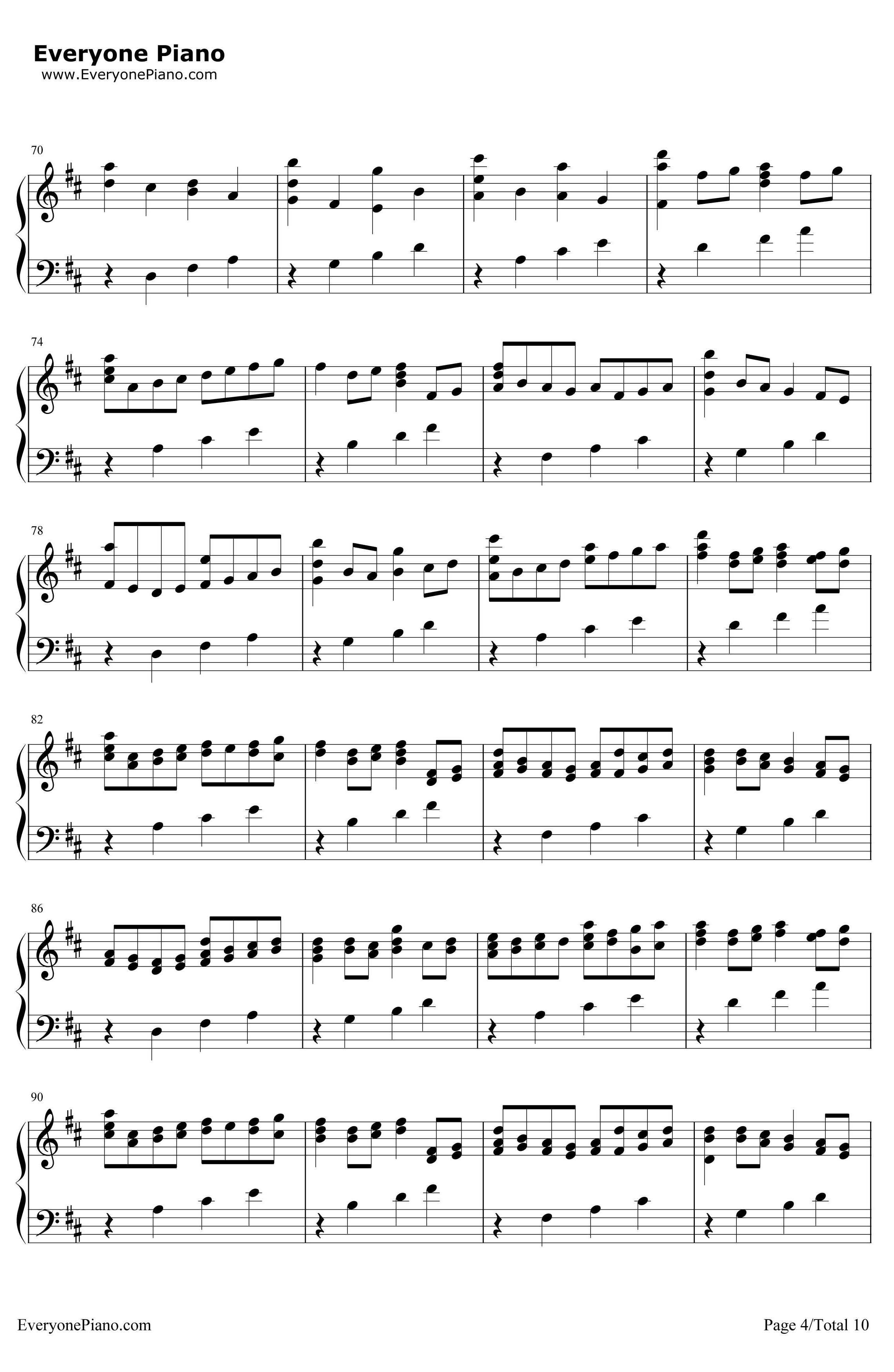 D大调卡农原版钢琴谱-约翰·帕赫贝尔4