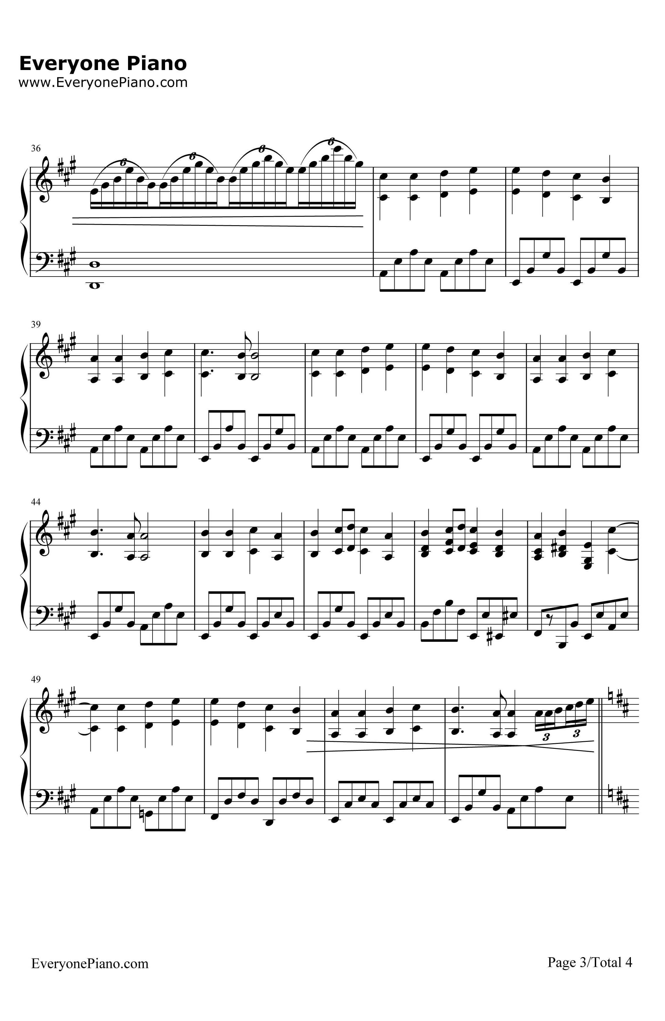 欢乐颂钢琴谱-理查德克莱德曼-完整版3