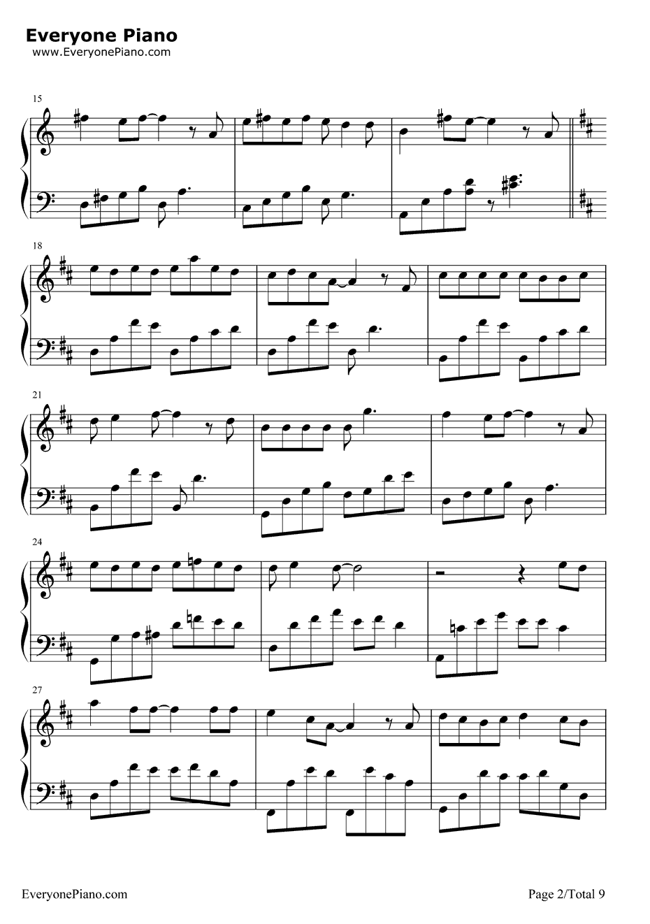 旋木钢琴谱-王菲2