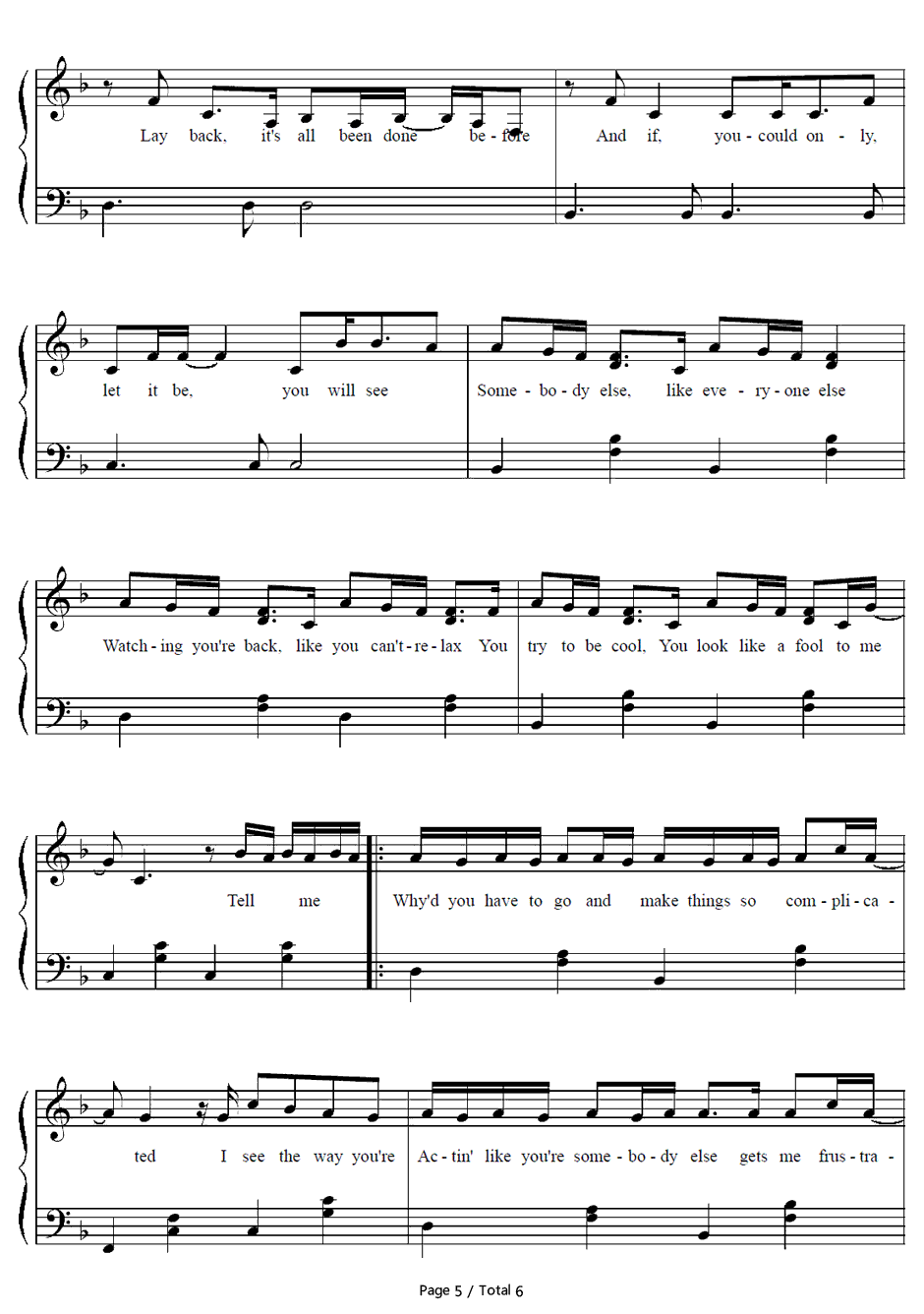 Complicated钢琴谱-Avril Lavigne5
