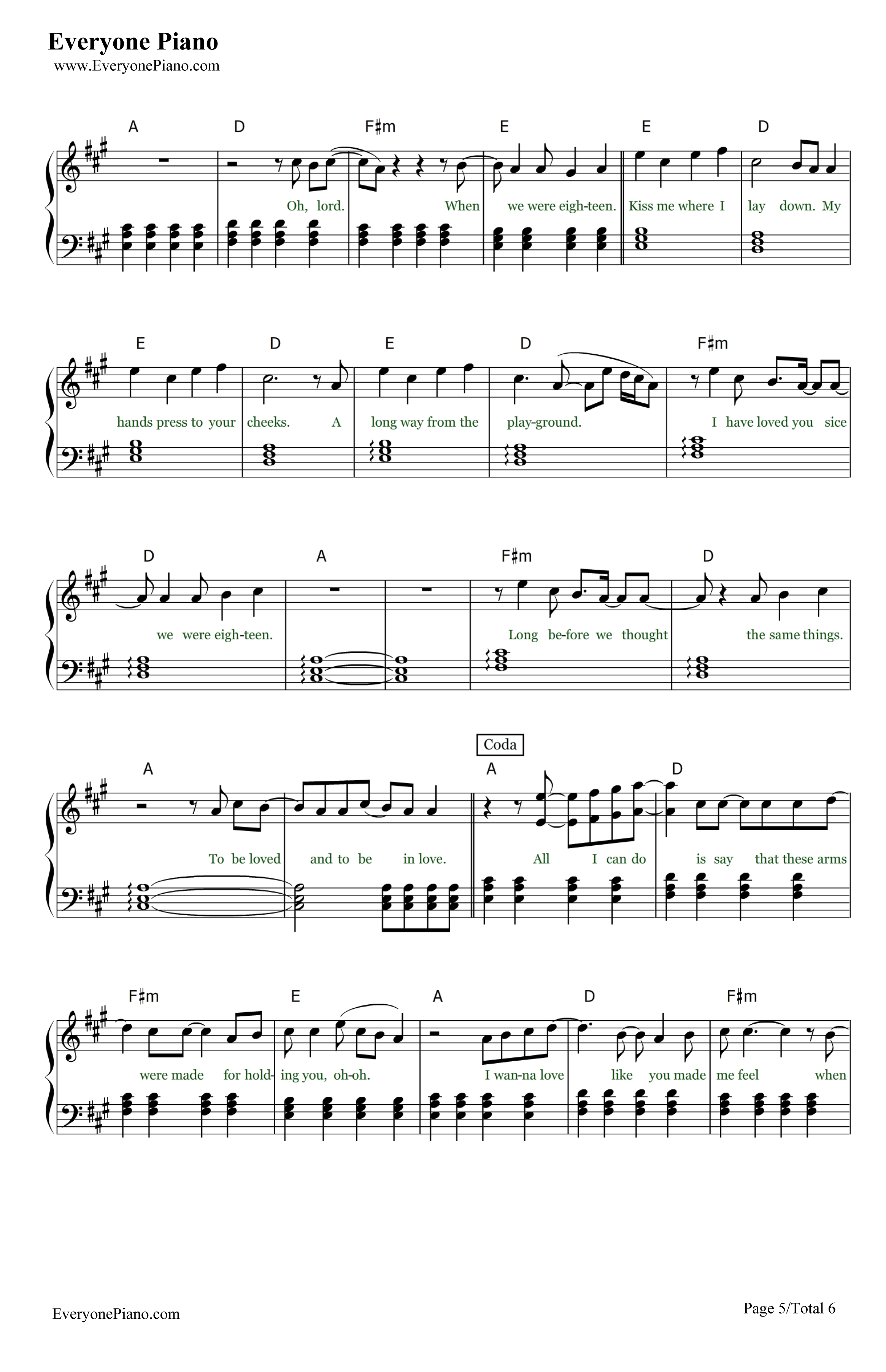 18钢琴谱-OneDirection5