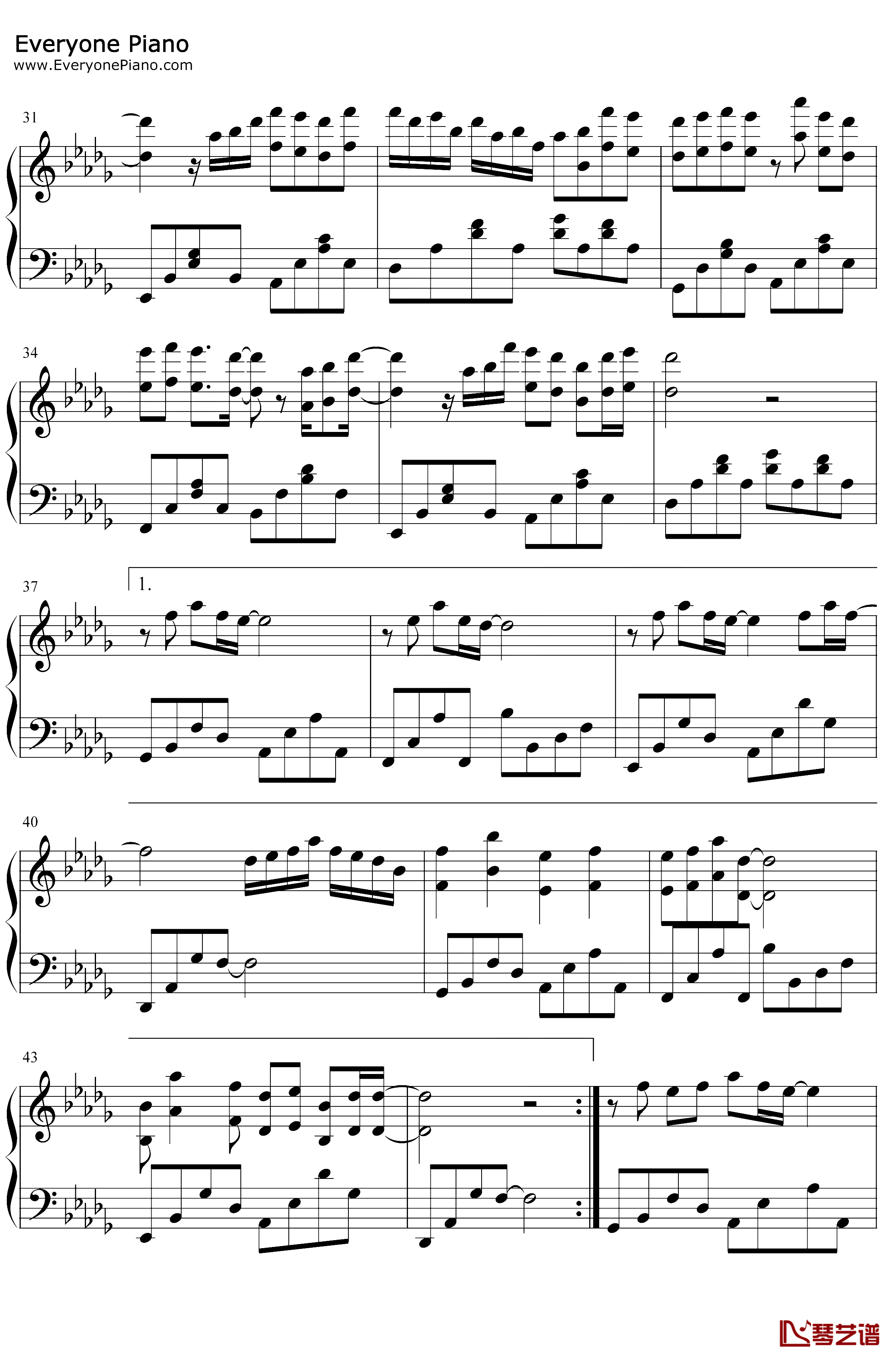 画风钢琴谱-后弦-完美版3