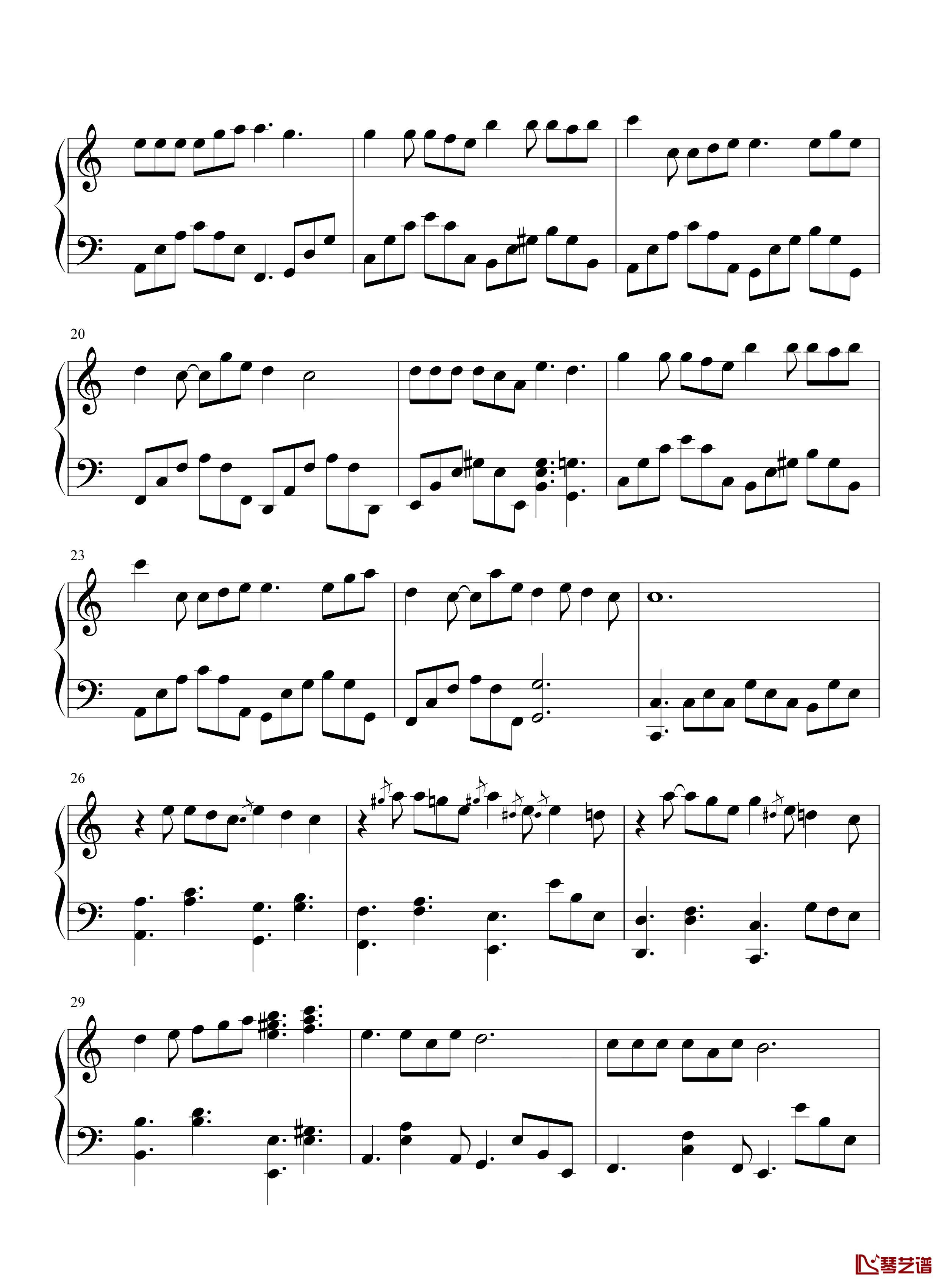 给自已的情书钢琴谱-王菲-《婚前昏后》主题曲2