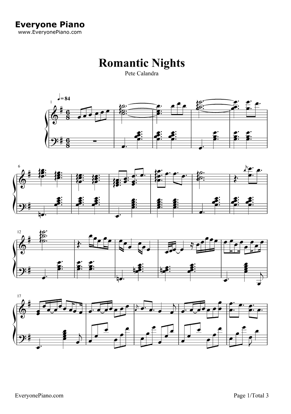 RomanticNights钢琴谱-PeteCalandra-爱情公寓插曲1