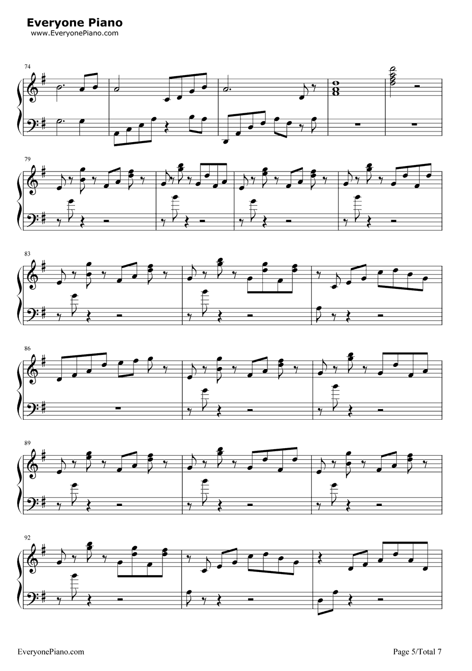 夜莺钢琴谱-雅尼Yanni-Nightingale5