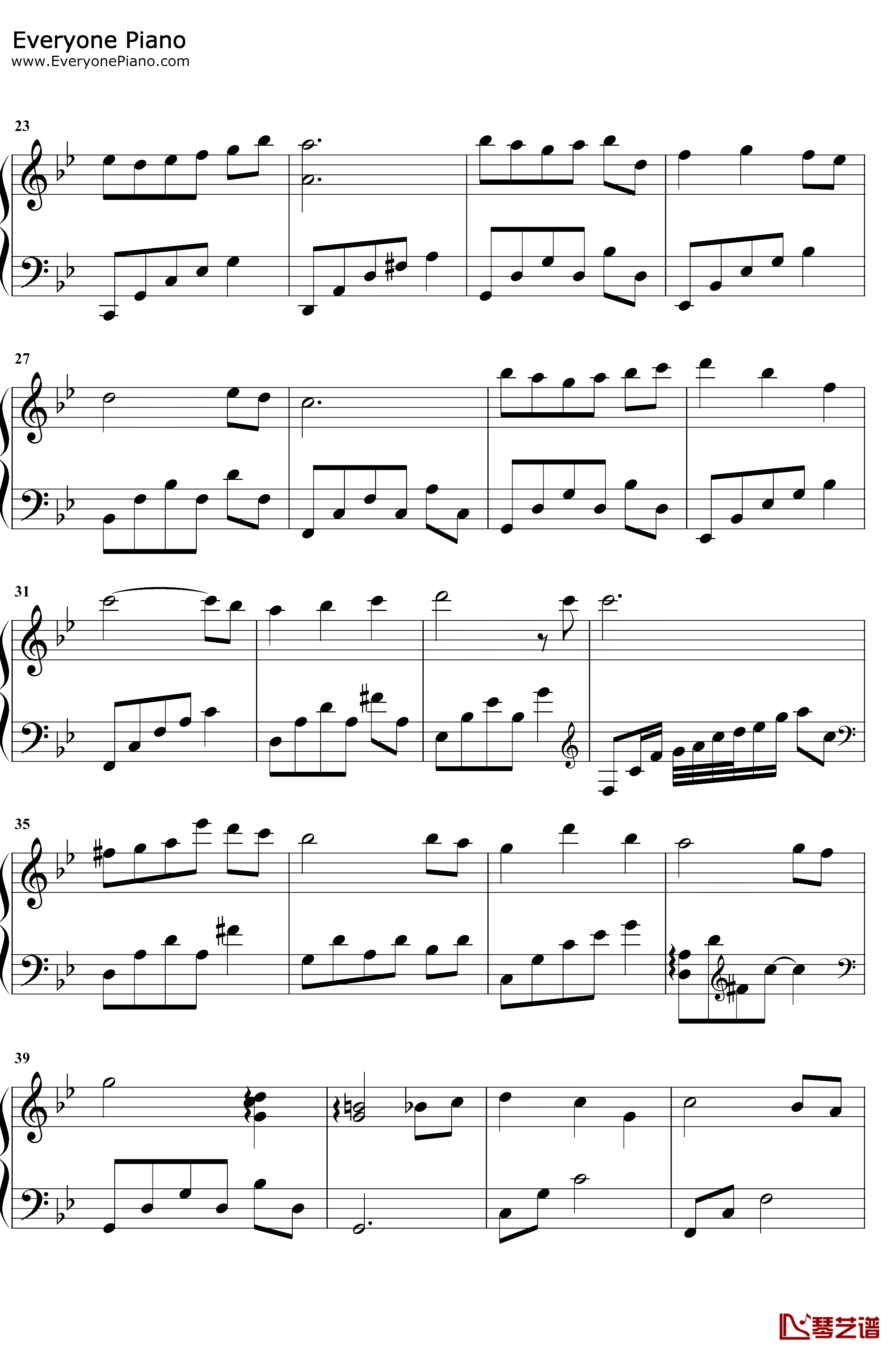 终于钢琴谱-双笙-两世欢主题曲2