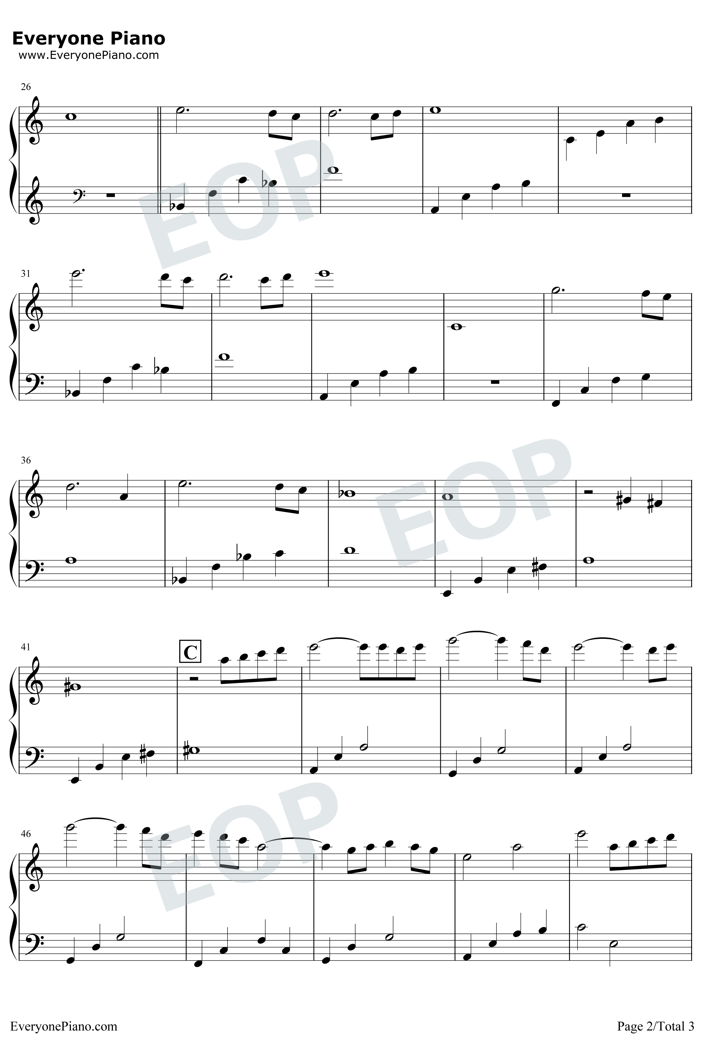 慕情钢琴谱-和田熏-犬夜叉主题曲舒缓版2