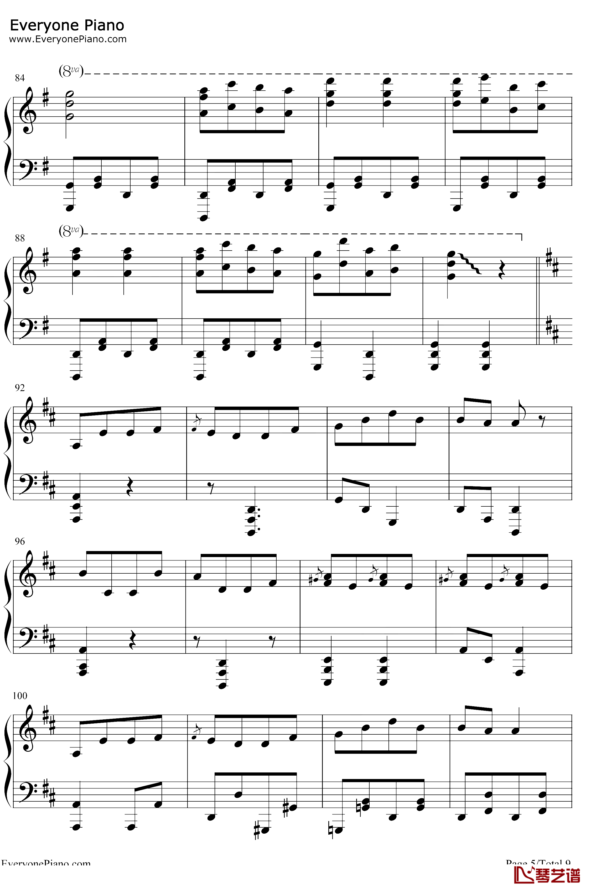 康康舞曲钢琴谱-雅克·奥芬巴赫-触手猴版-天堂与地狱序曲-地狱中的奥菲欧序曲5