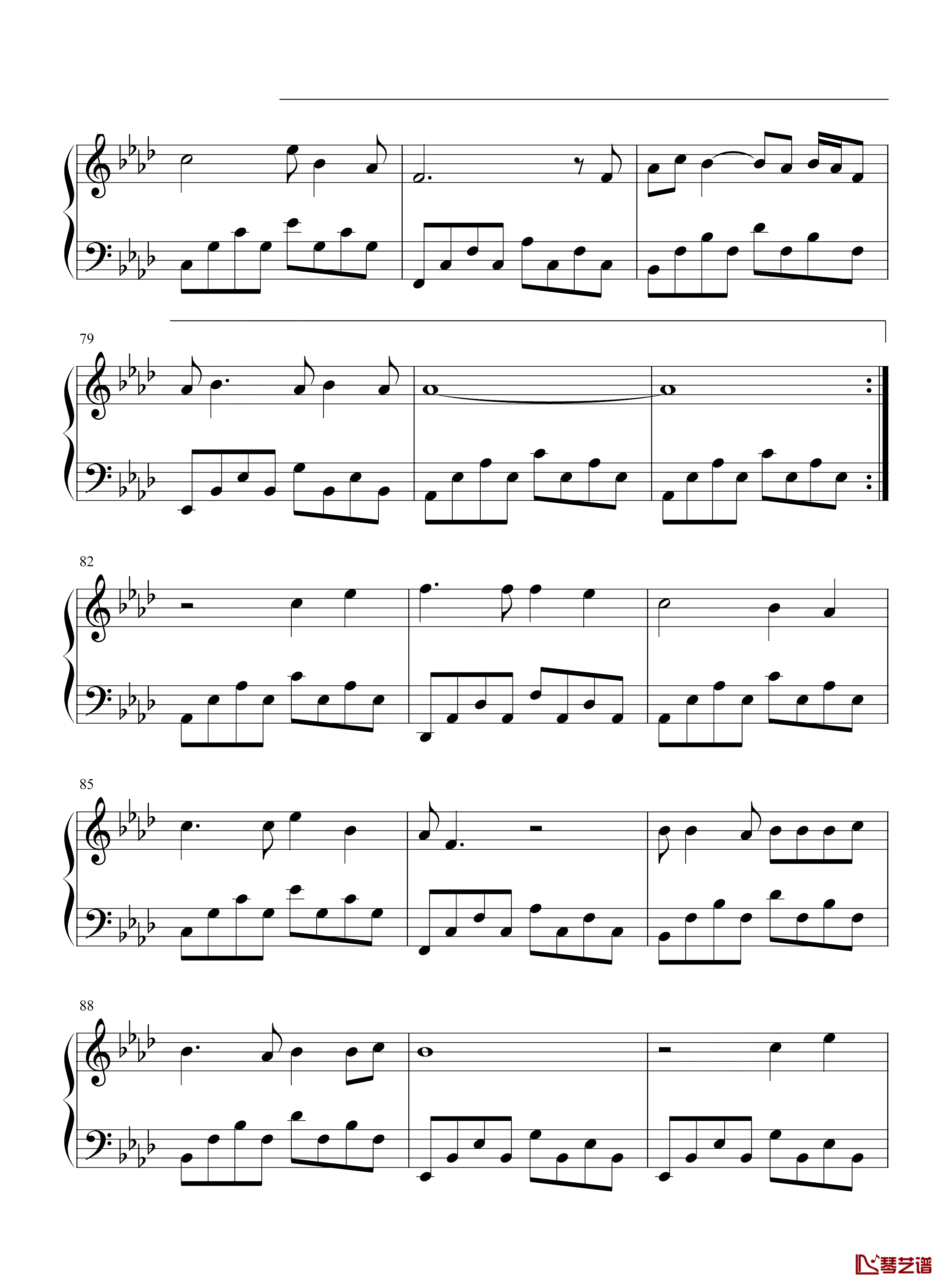 启程钢琴谱-简单版-水木年华-一如既往的温暖，仿佛又回到了青葱岁月6
