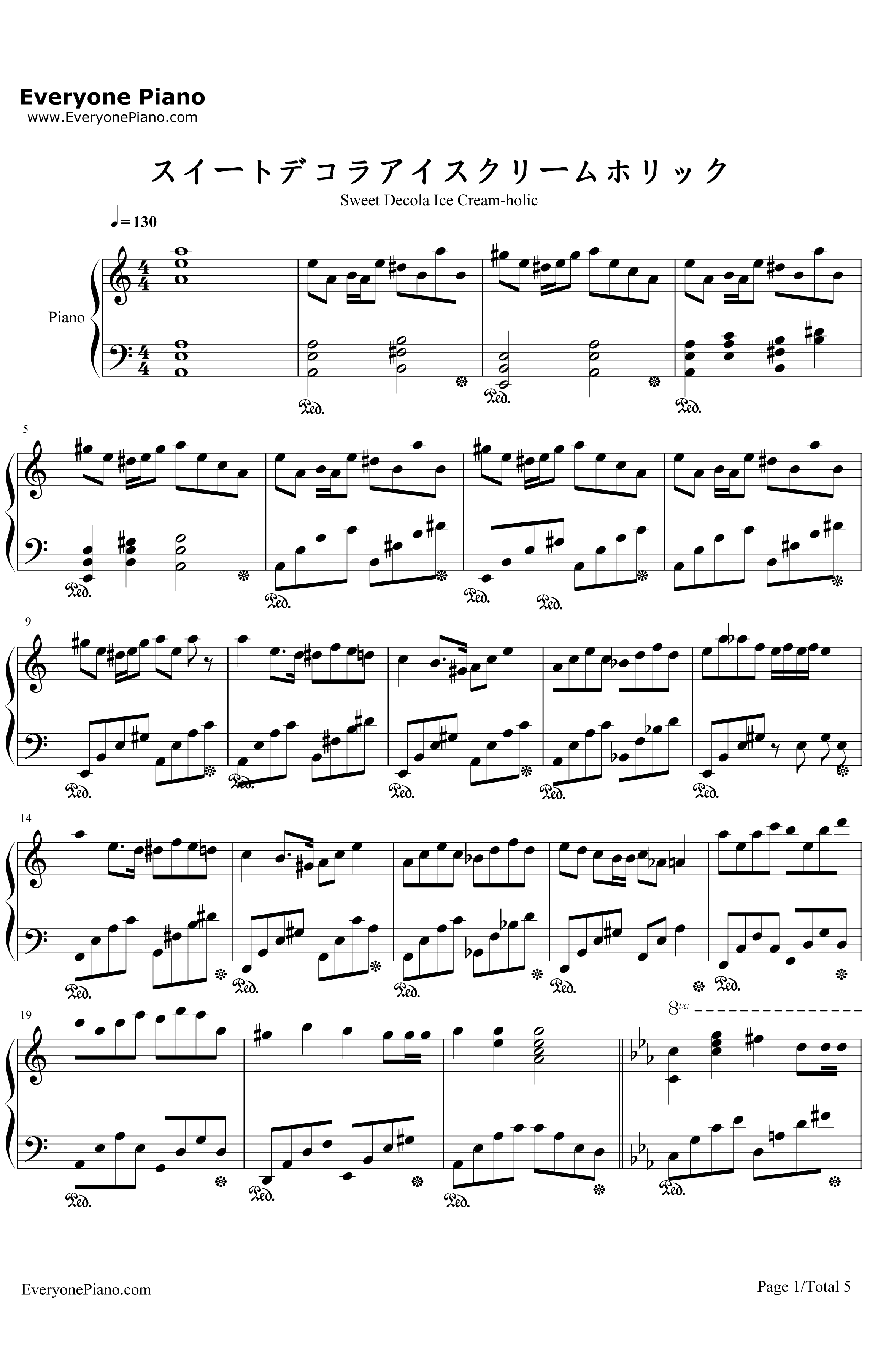 スイートデコラアイスクリームホリック钢琴谱-初音ミク-初音ミク1