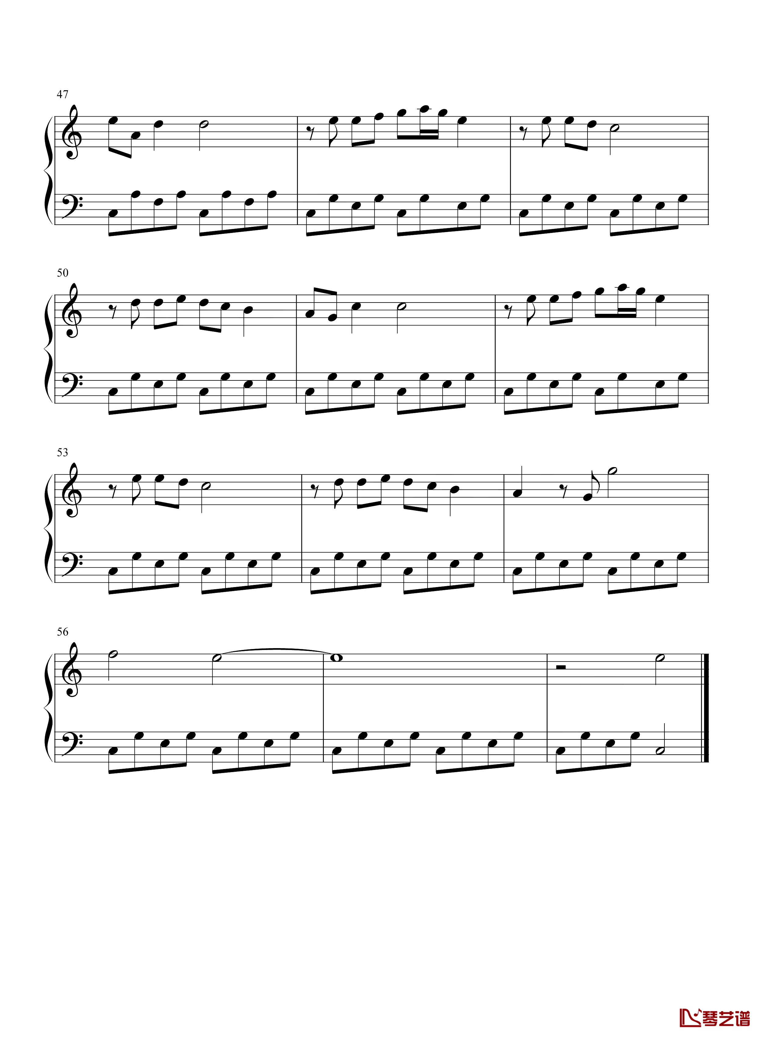 校园的早晨钢琴谱-简单版-谷建芬-经典的校园歌曲4
