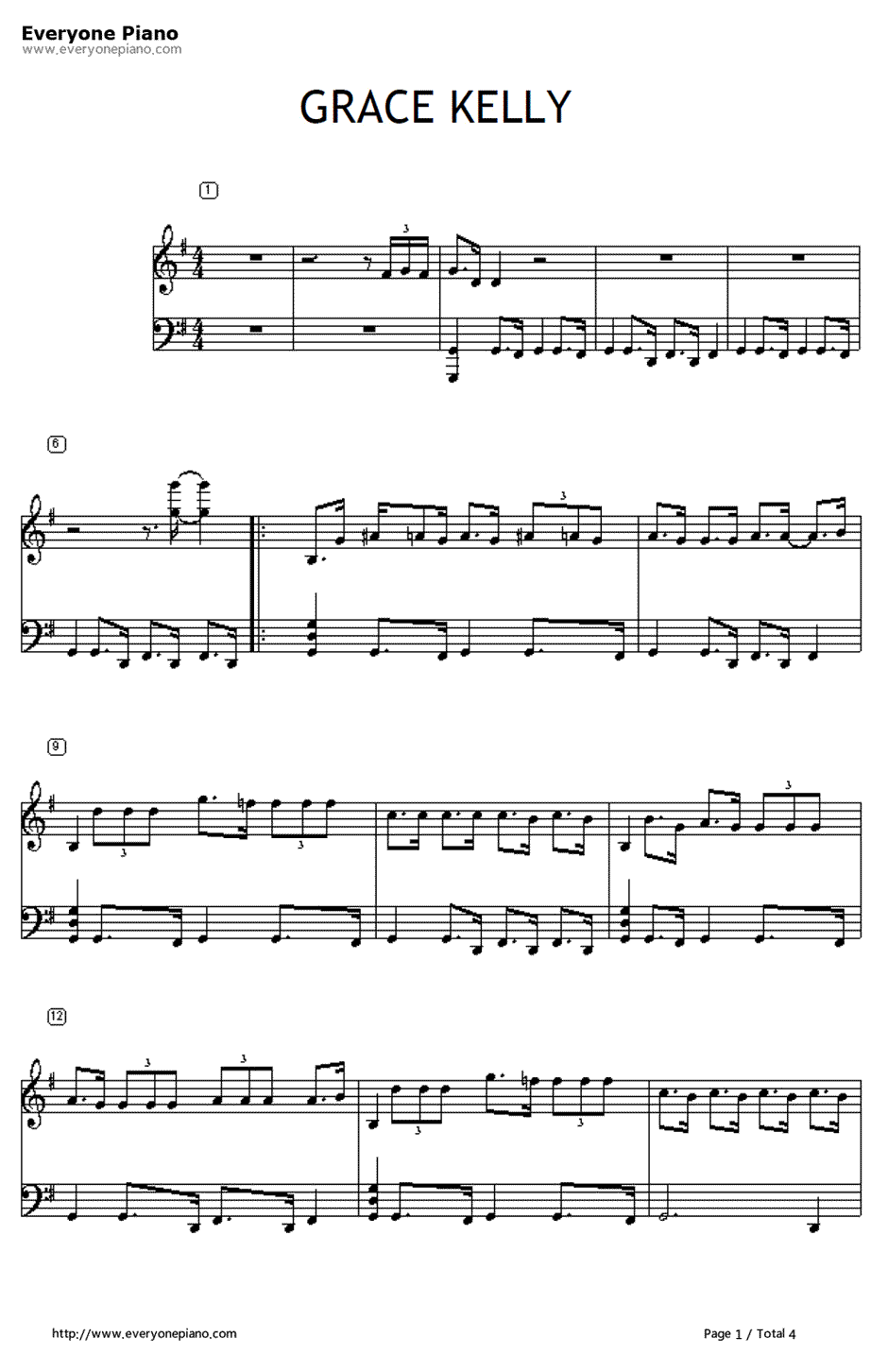 Grace Kelly钢琴谱-Mika1