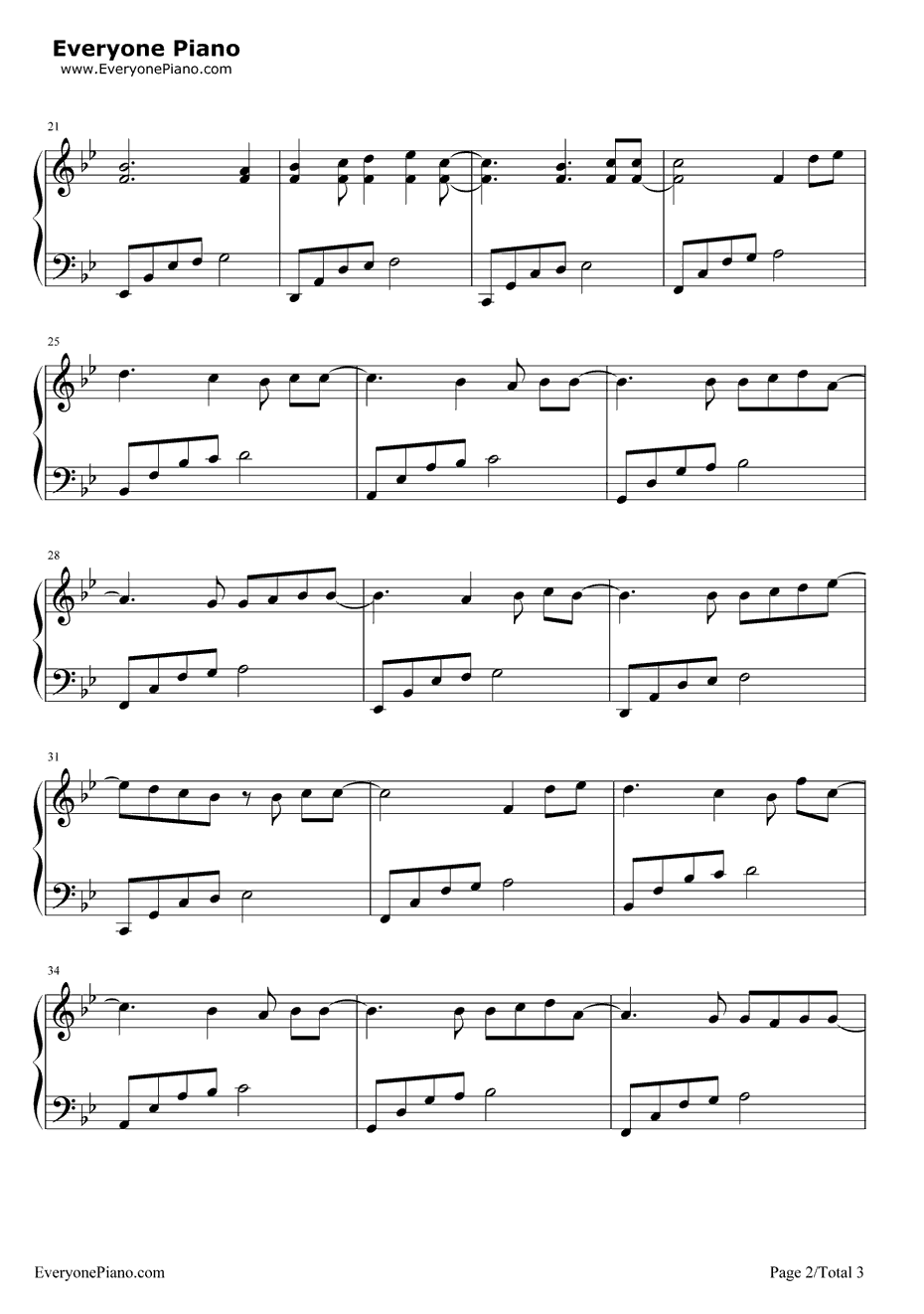简单就好简单版钢琴谱-未知-EOP教学曲2