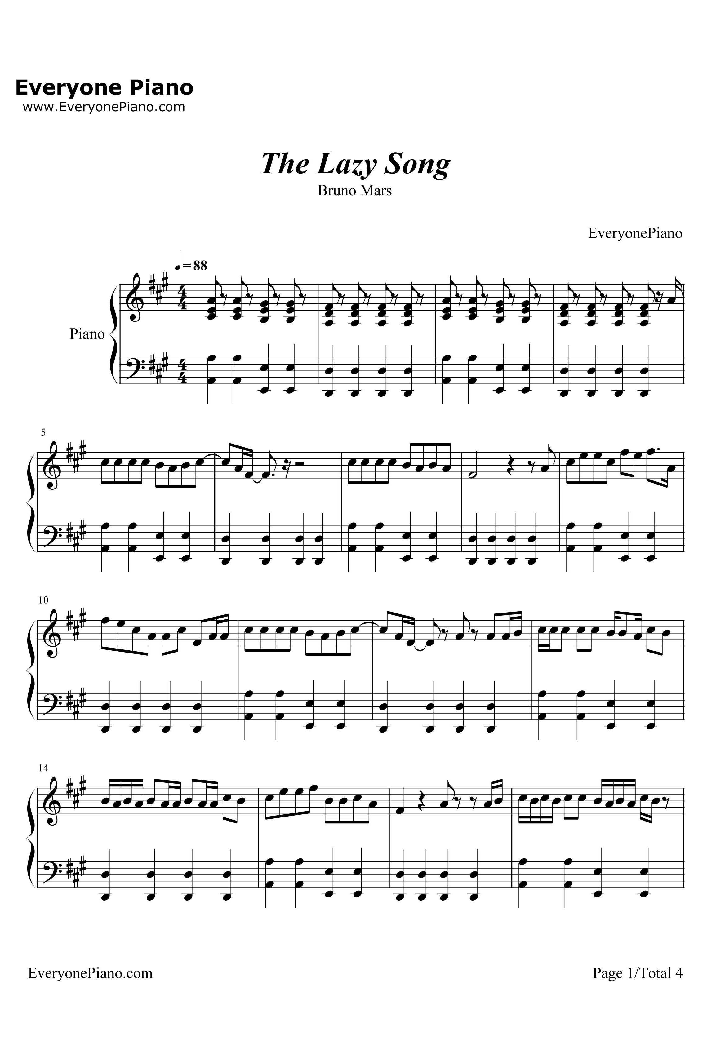 The Lazy Song钢琴谱-BrunoMars1