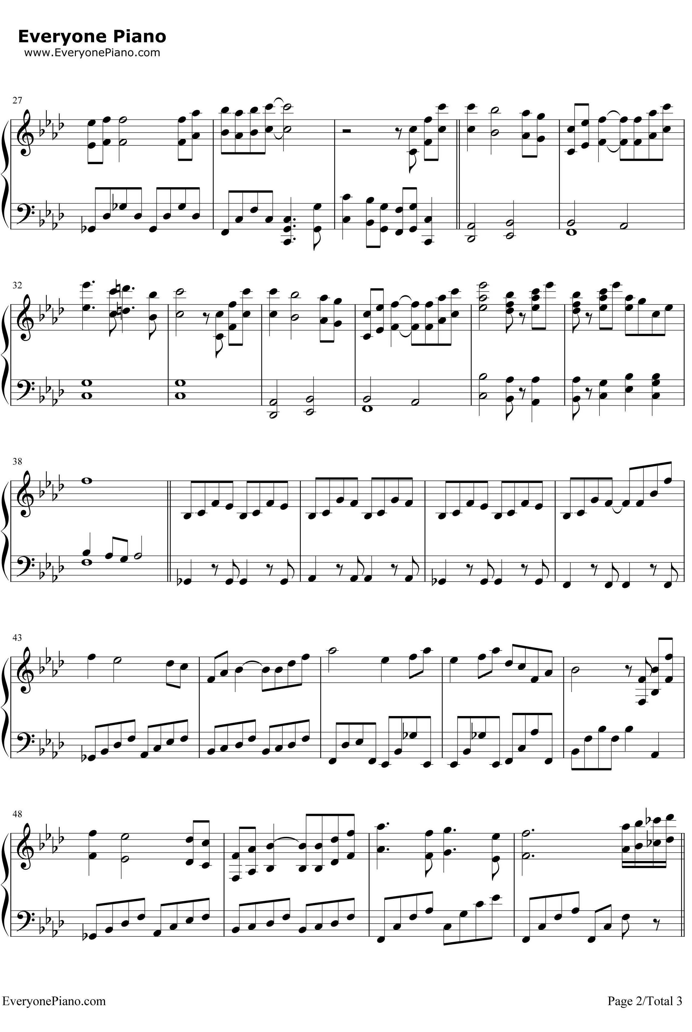 阿西达卡战记钢琴谱-久石让宫崎骏-《幽灵公主》开篇曲与结束曲2