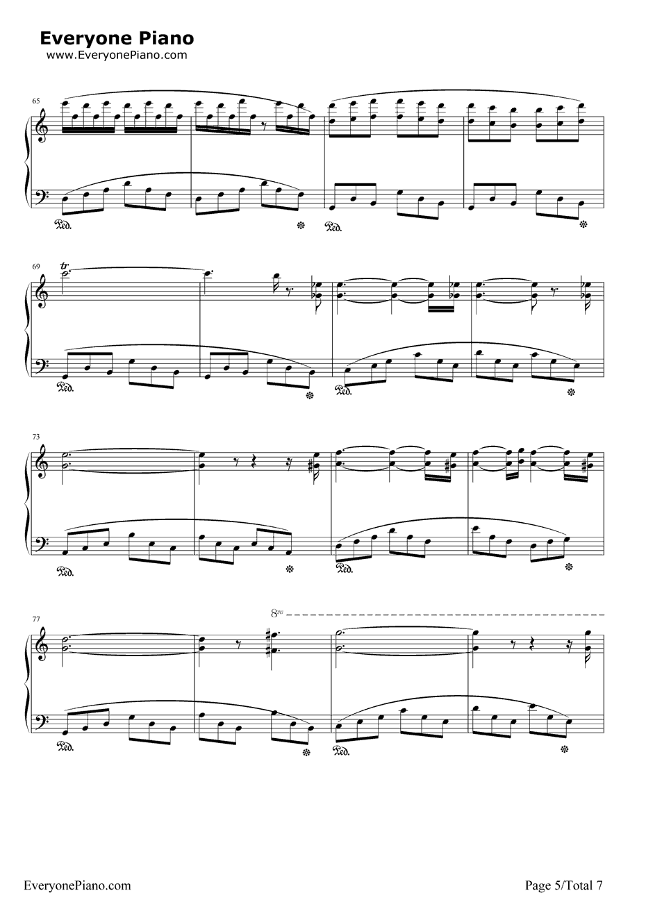 克劳汀幻想曲钢琴谱-马克西姆5