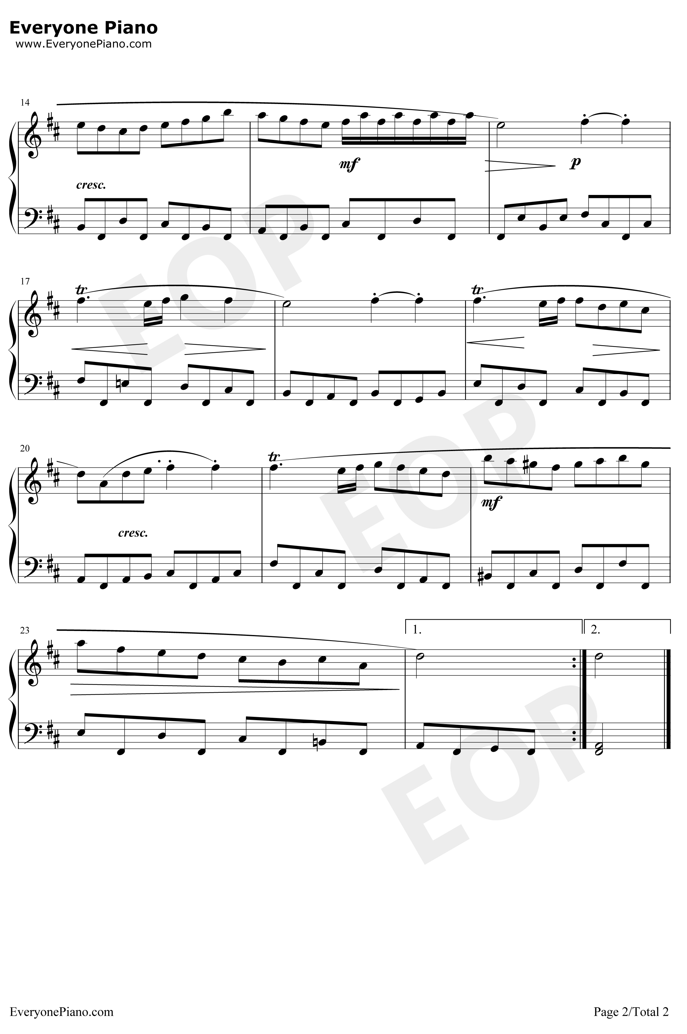 加伏特舞曲18钢琴谱-巴赫初级钢琴曲集2