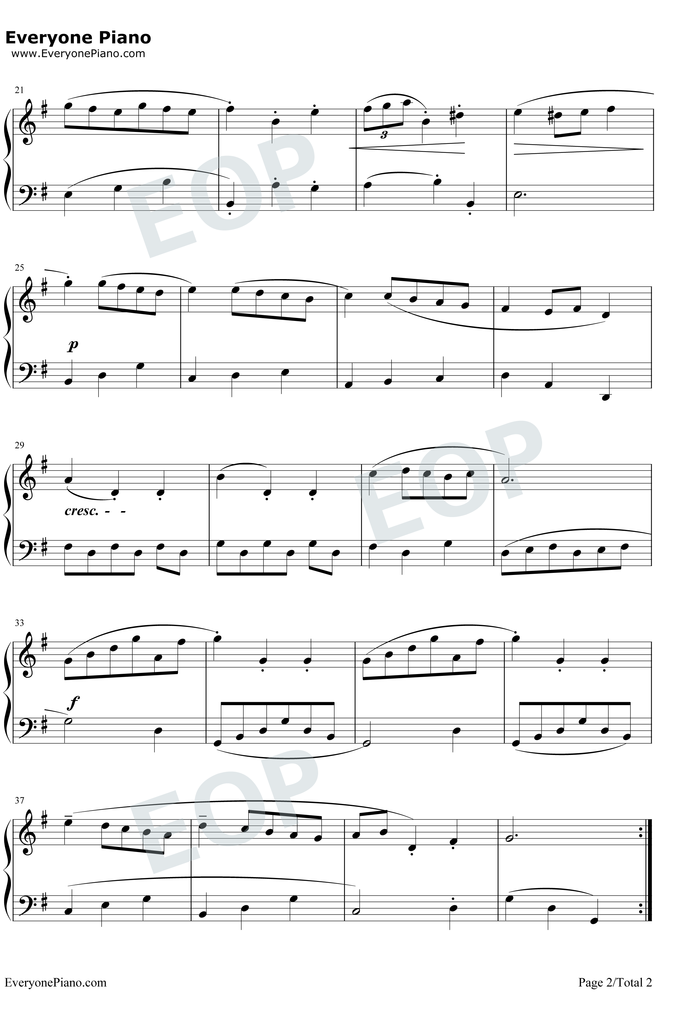 小步舞曲3钢琴谱-巴赫-Minuet-巴赫2