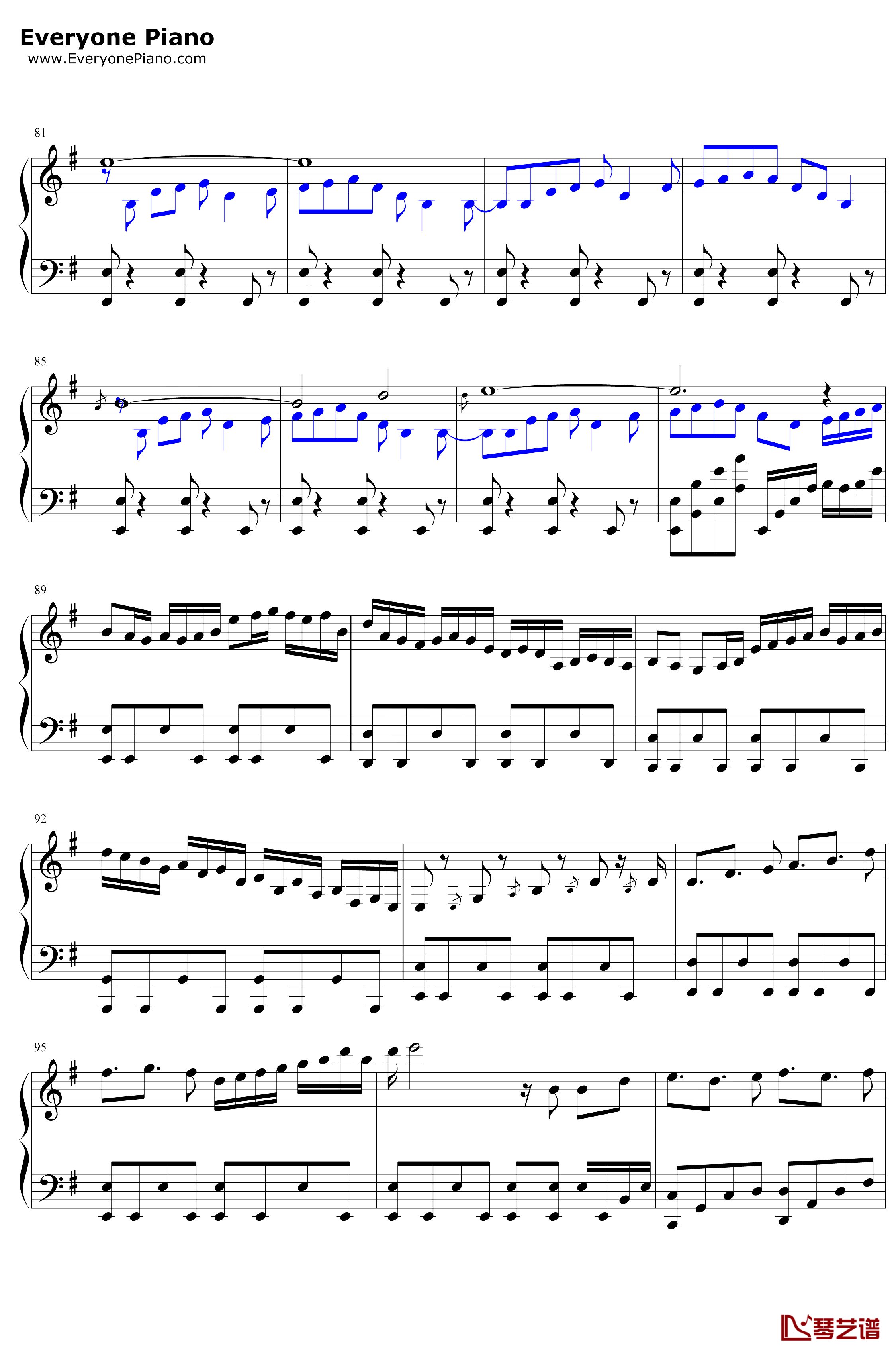 明月天涯钢琴谱-五音JW-古风歌曲中的江湖5