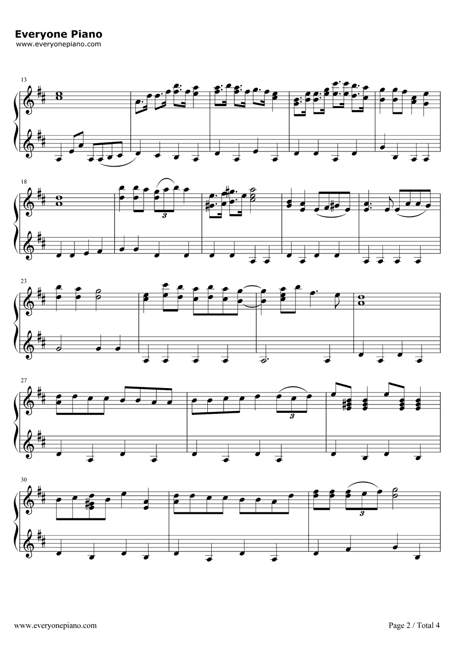 哆啦A梦主题曲钢琴谱-大杉久美子-哆啦A梦之歌2