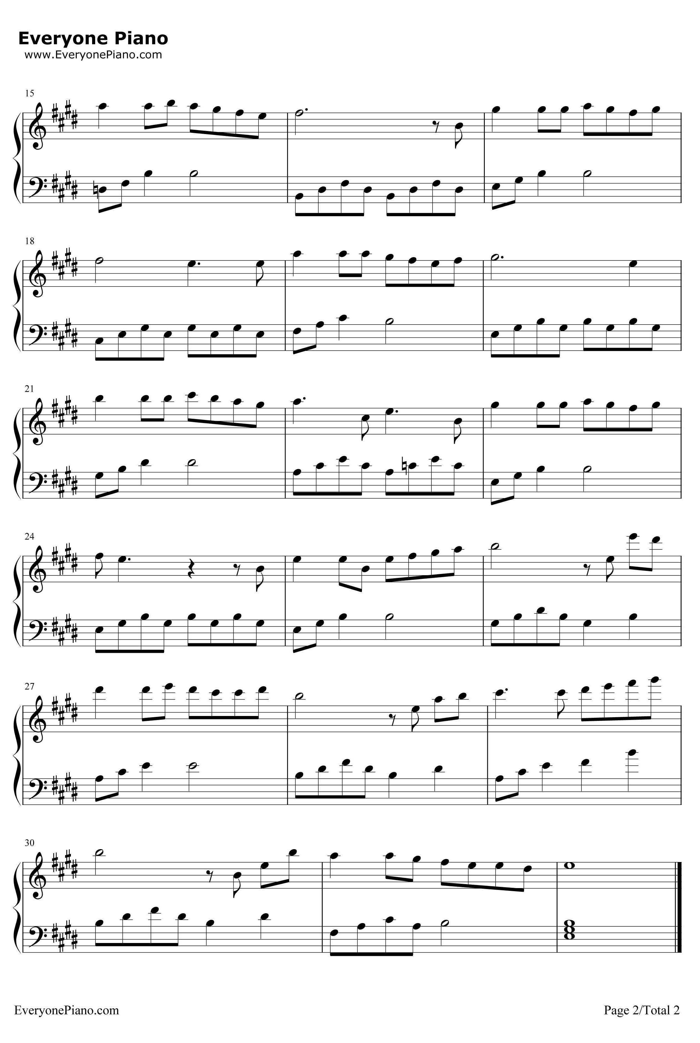 蜗牛钢琴谱-周杰伦-E大调2