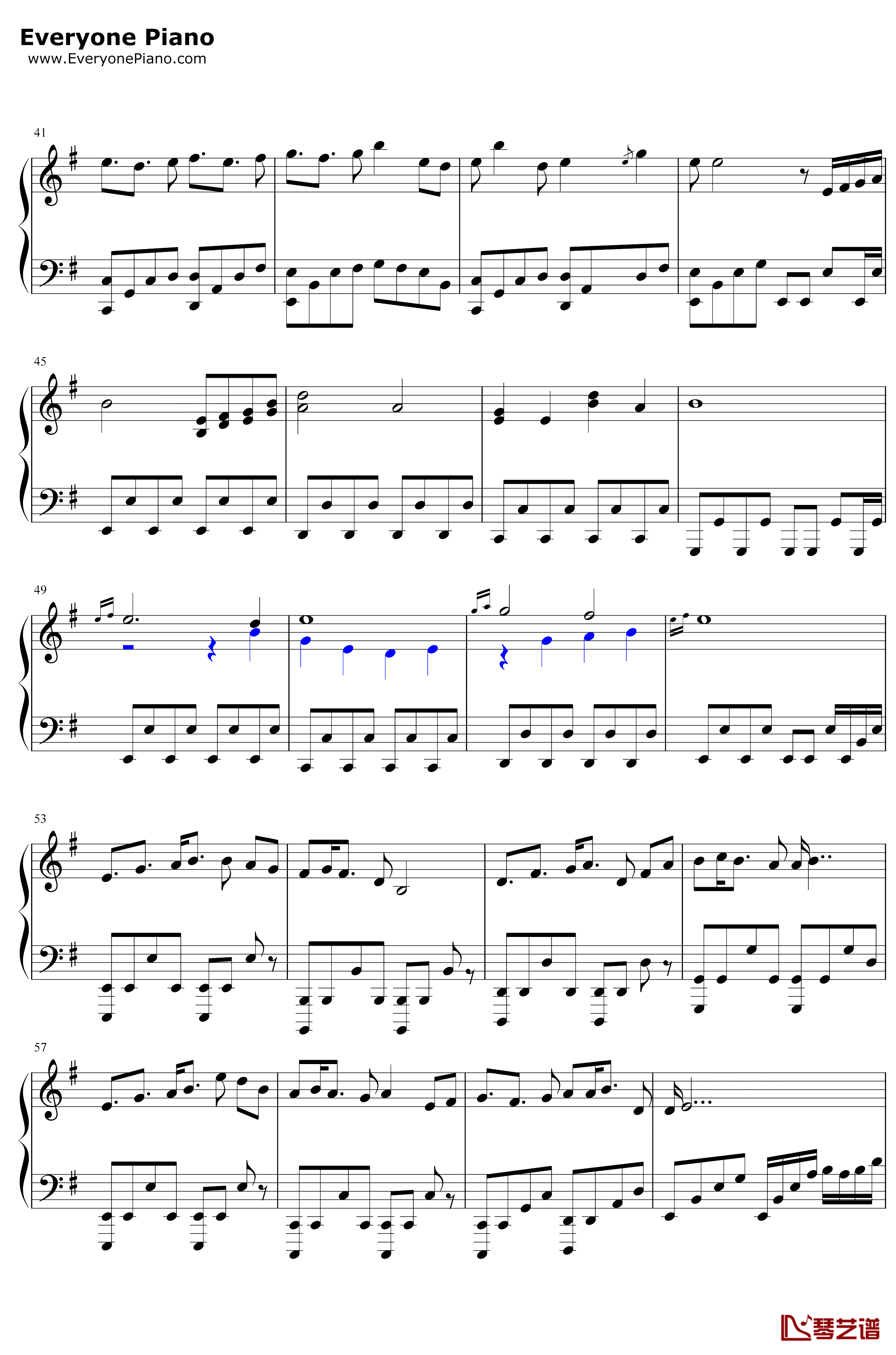 明月天涯钢琴谱-五音JW-古风歌曲中的江湖3
