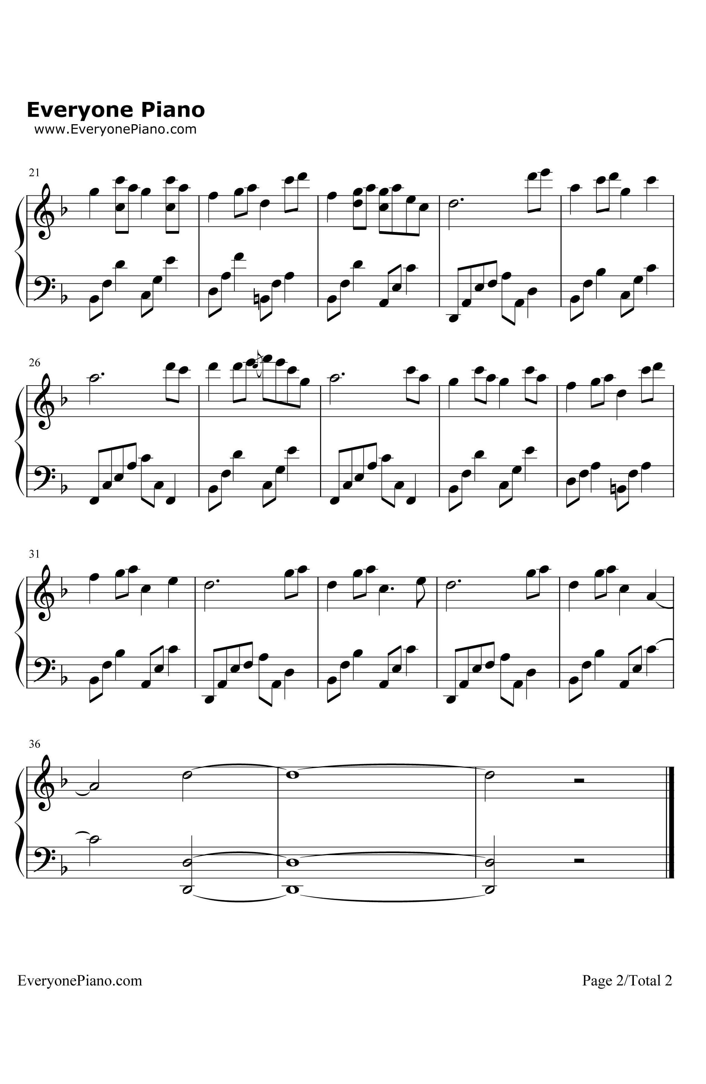 遗忘钢琴谱-石进-夜的钢琴曲2