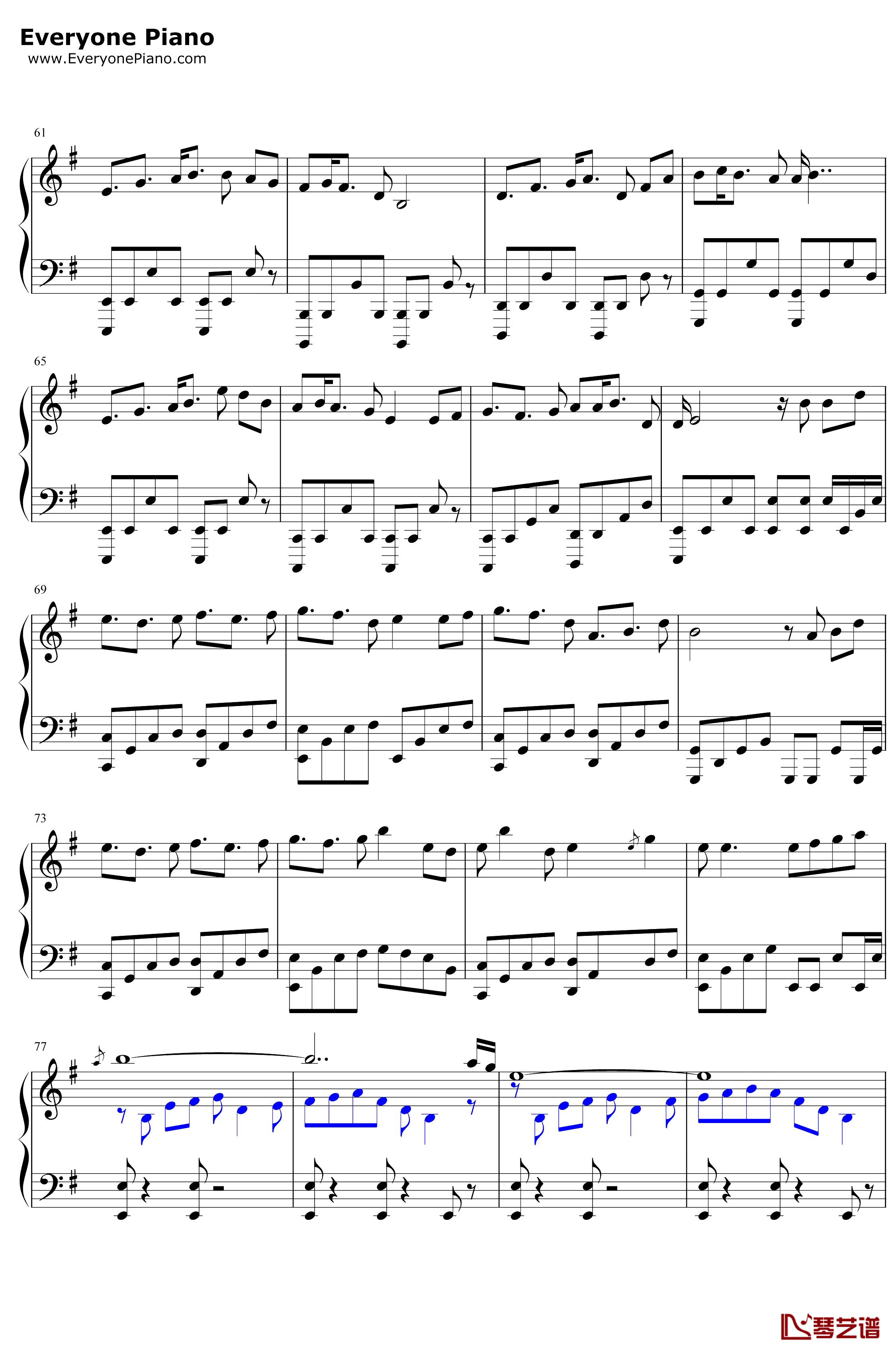 明月天涯钢琴谱-五音JW-古风歌曲中的江湖4