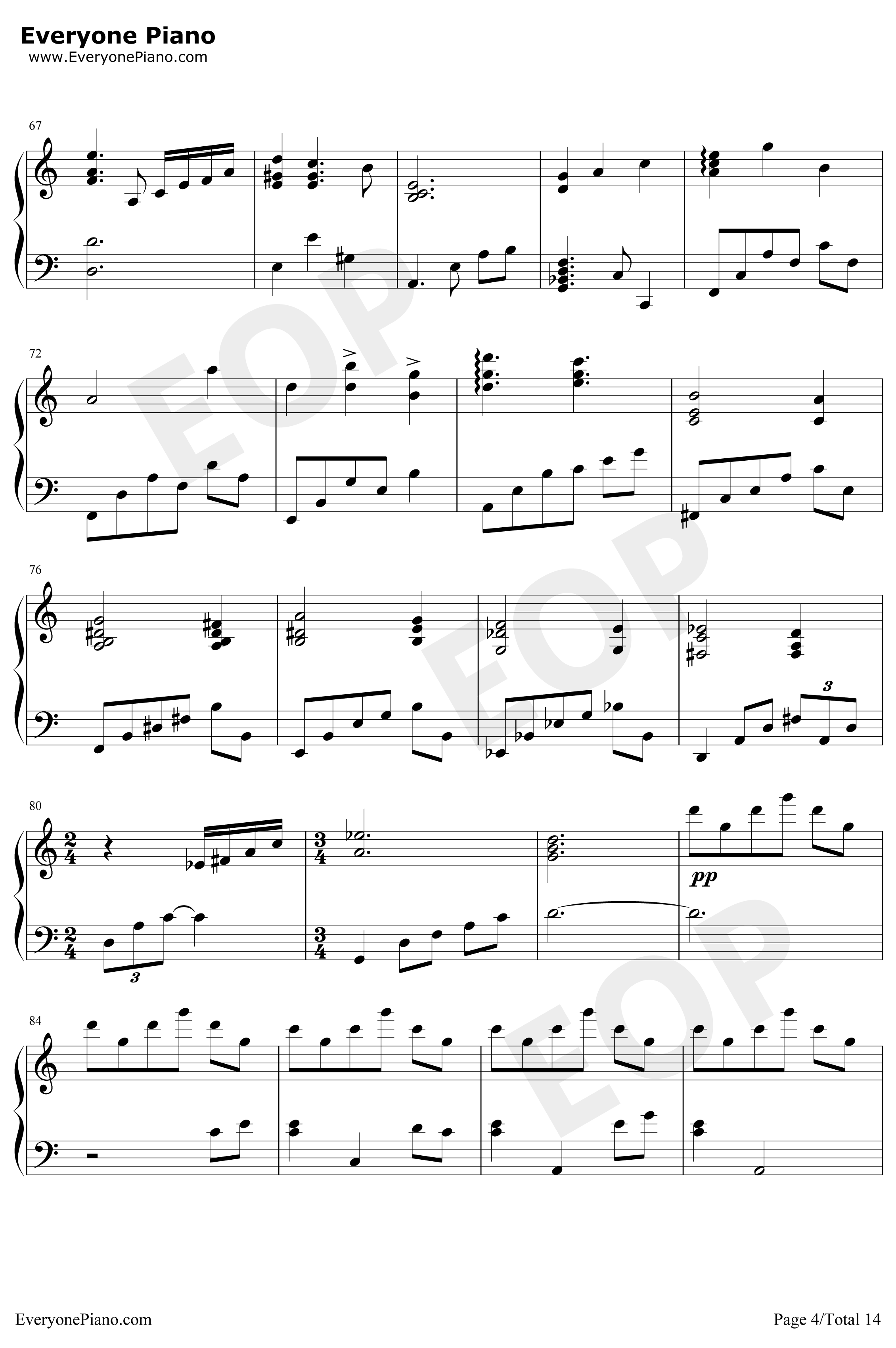 世界の約束钢琴谱-倍赏千惠子-哈尔的移动城堡主题曲4
