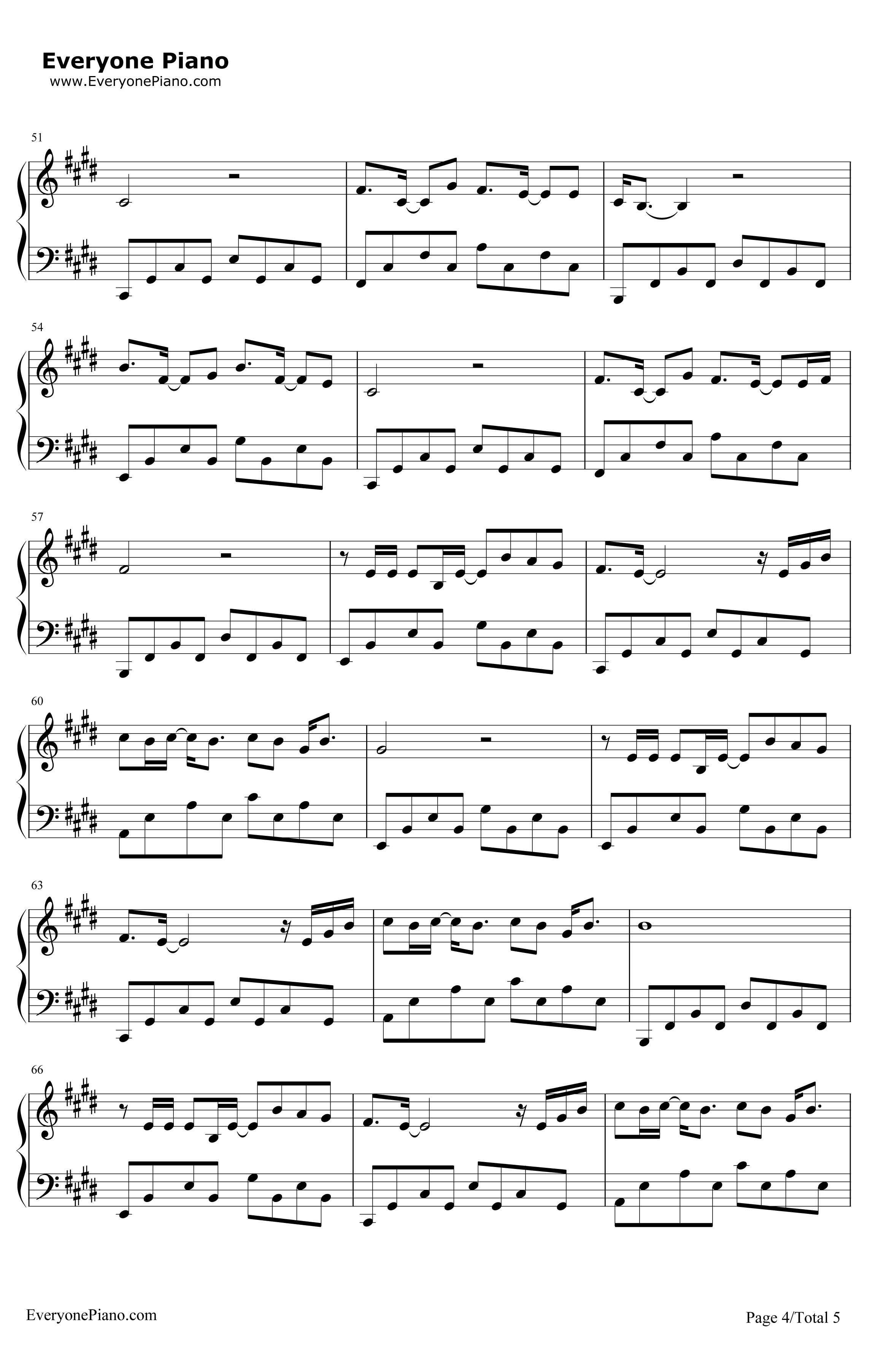 传奇钢琴谱-王菲4