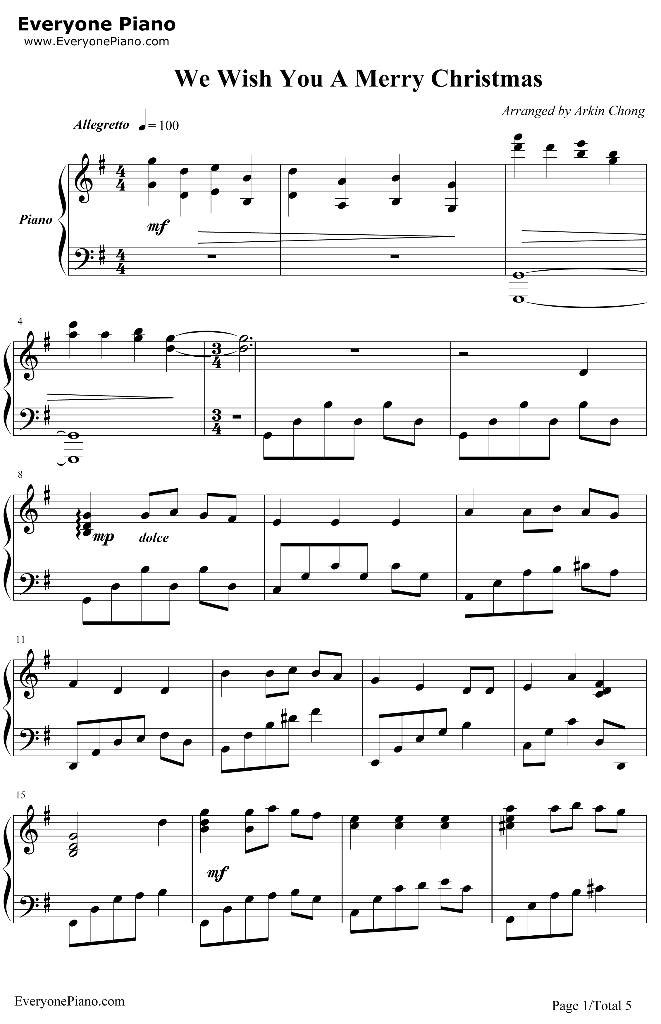 圣诞歌曲钢琴谱-英国童声合唱团-WeWishYouAMerryChristmas1