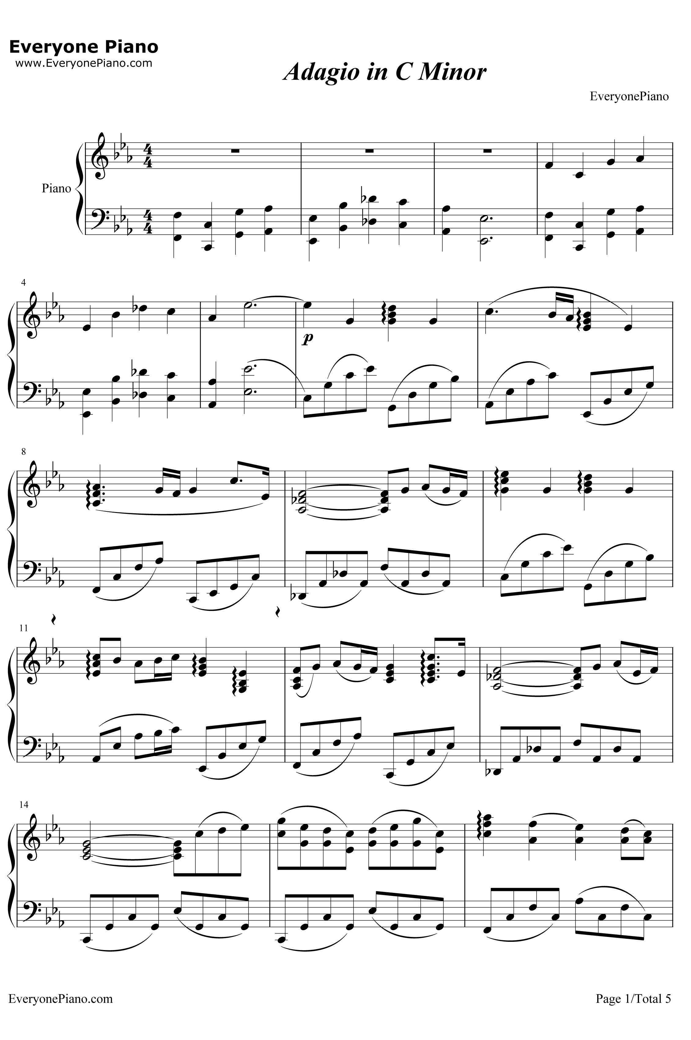 Adagio in CMinor钢琴谱 -雅尼1