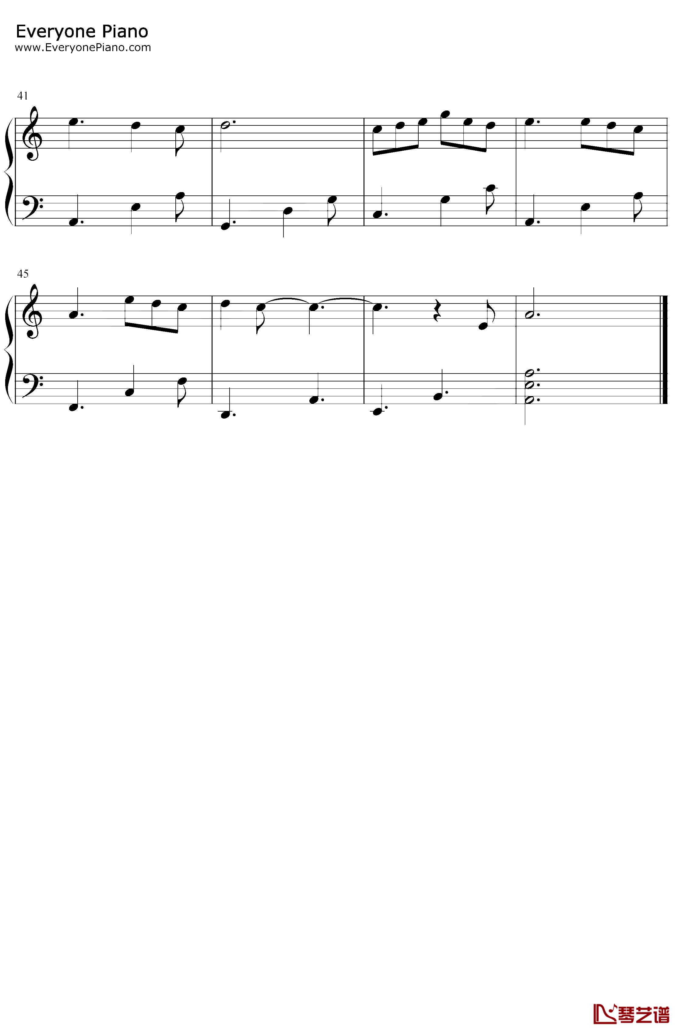 传闻钢琴谱-霍尊-C调简单版-传闻中的陈芊芊片尾曲3