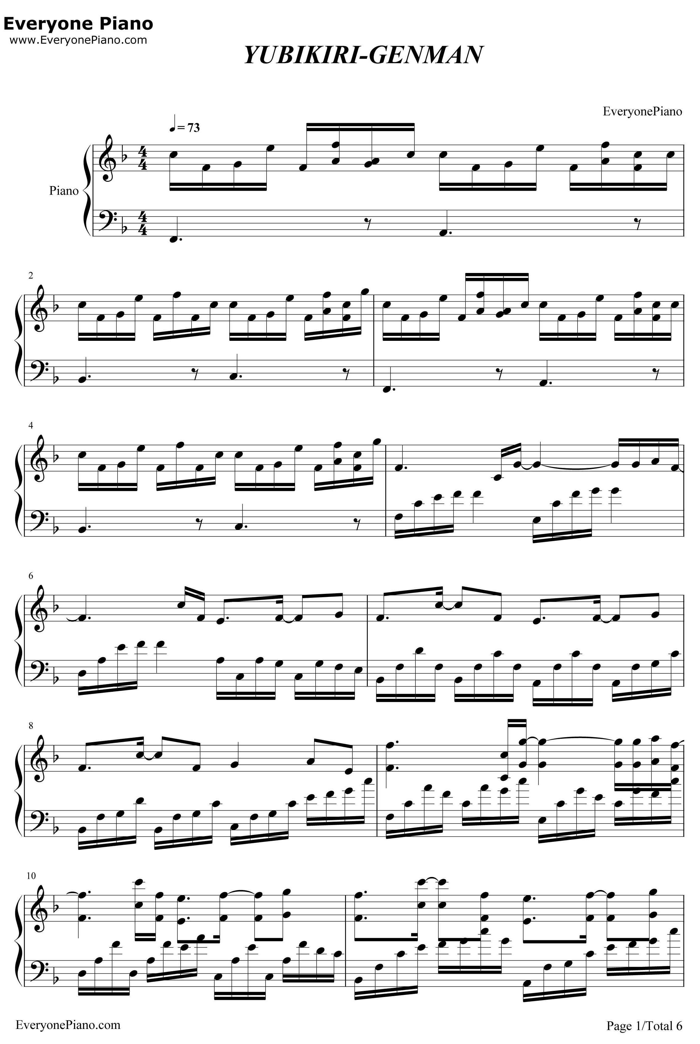YUBIKIRI钢琴谱-Mili-GENMAN1