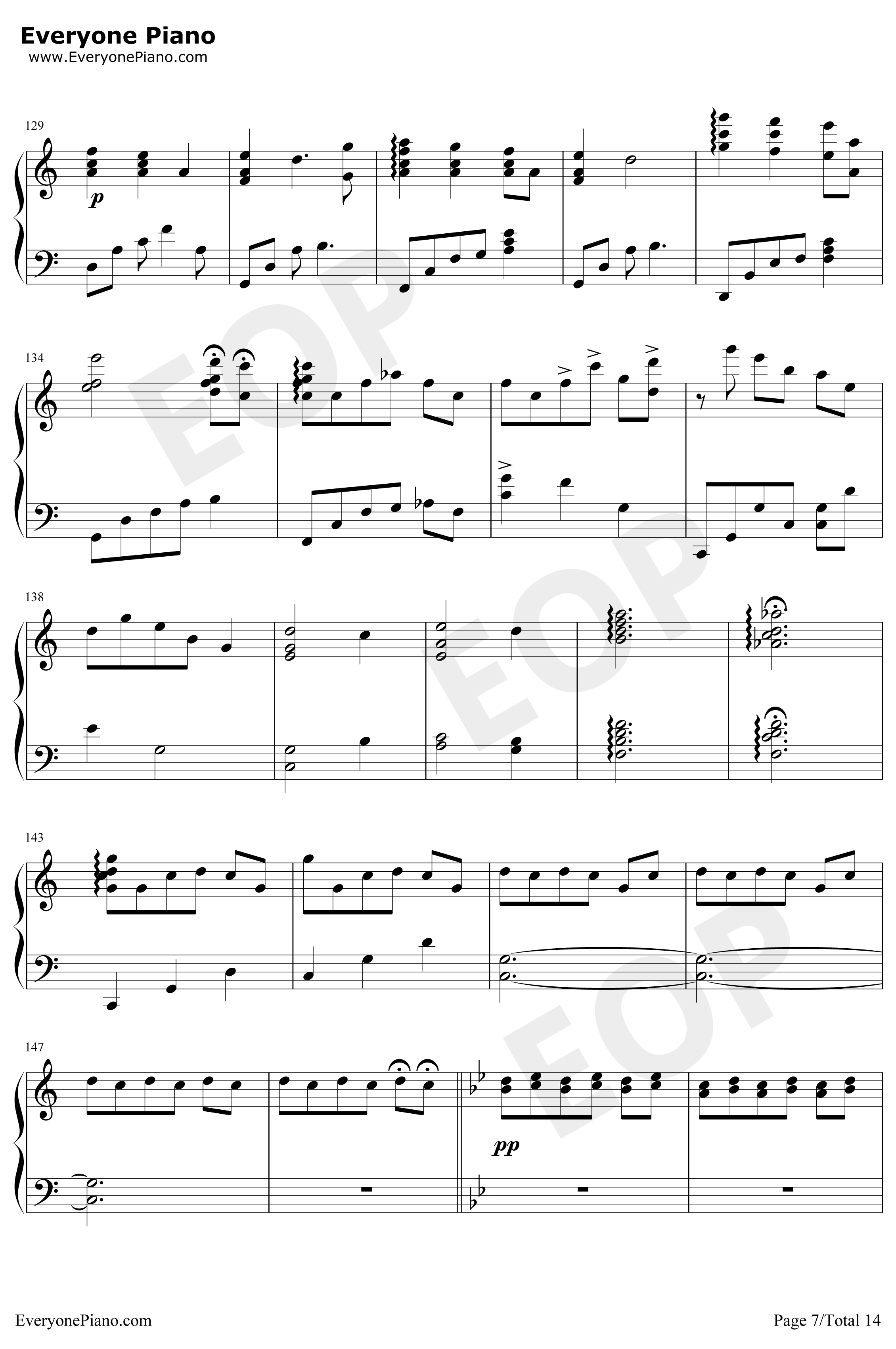 世界の約束钢琴谱-倍赏千惠子-哈尔的移动城堡主题曲7