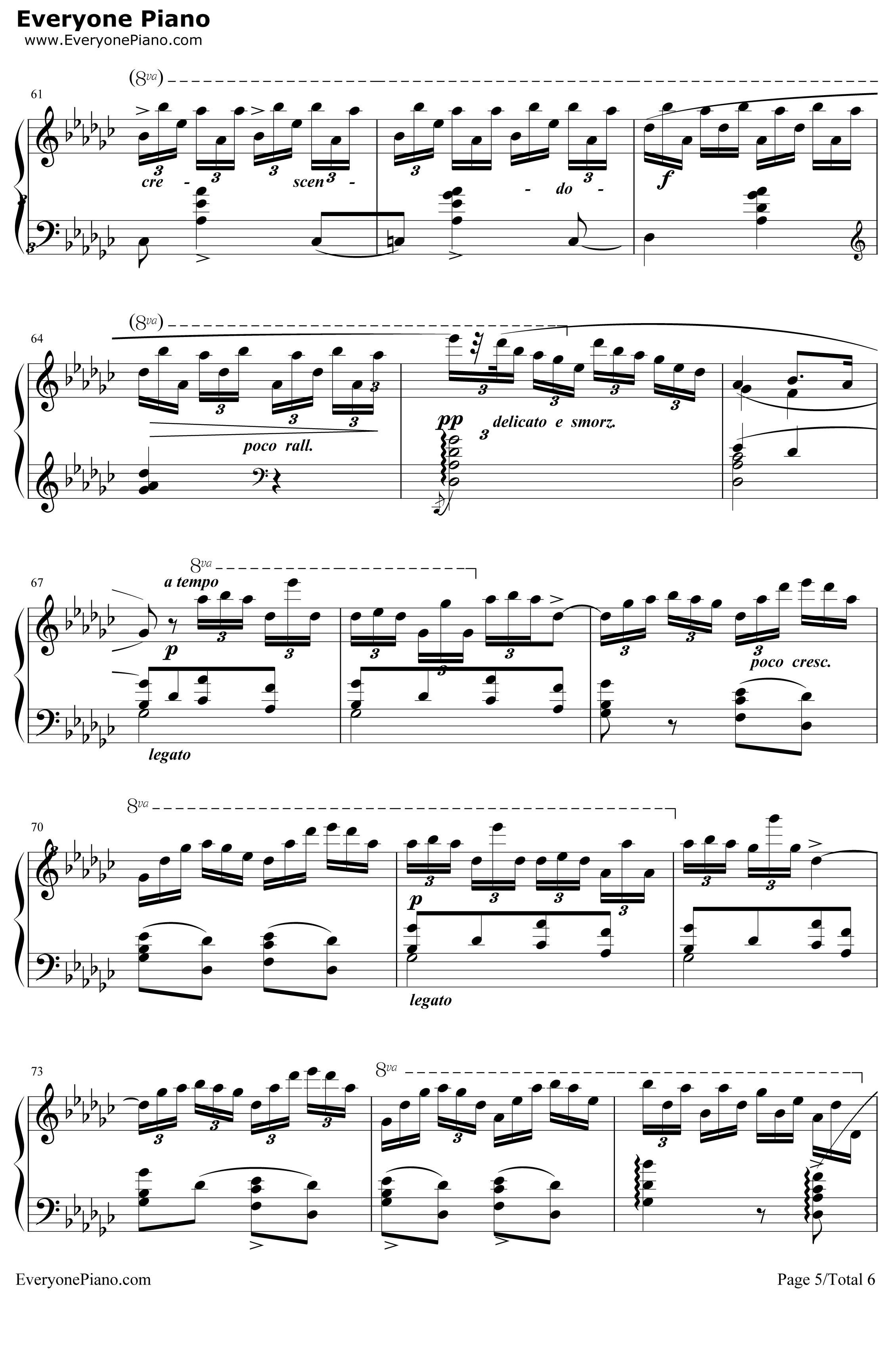 黑键练习曲钢琴谱-肖邦-肖邦练习曲OP10NO55